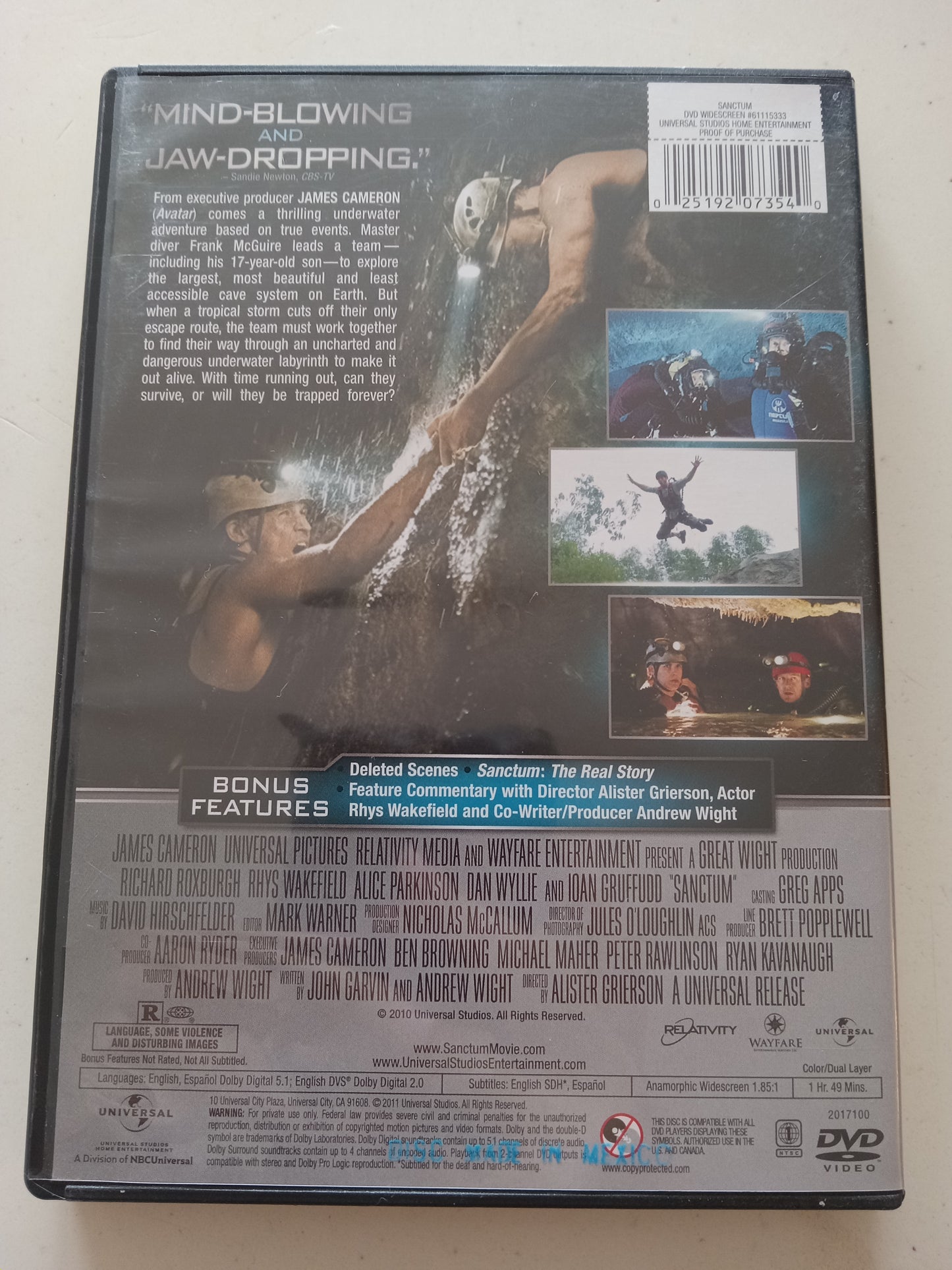 Sanctum, DVD Movie, James Cameron Widescreen, Rated R, USED