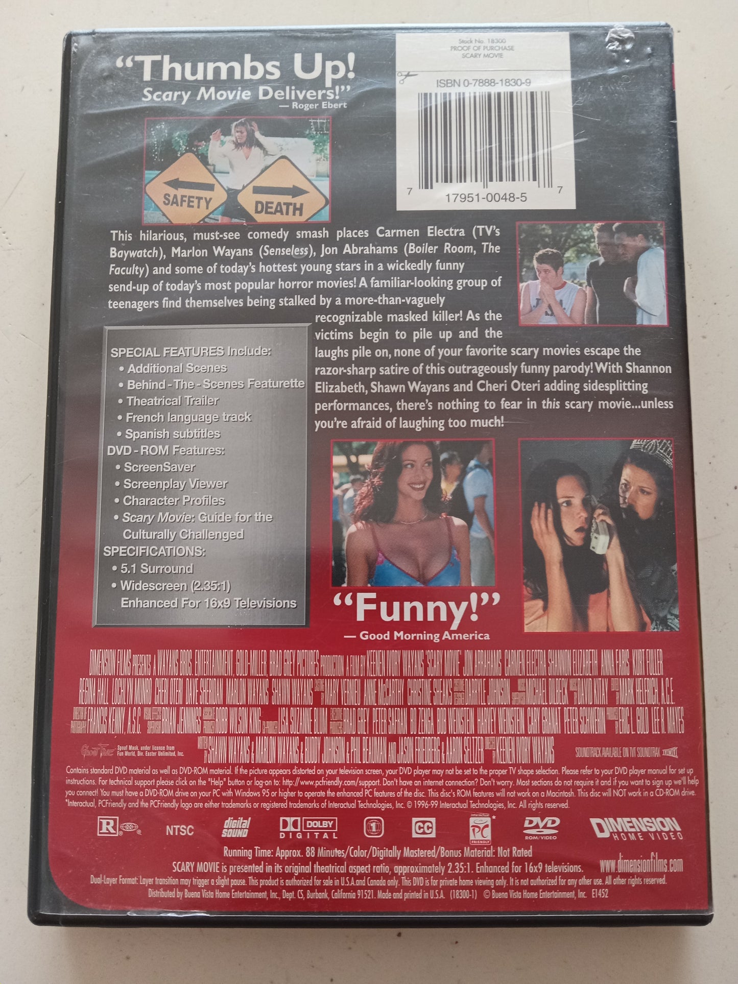 Scary Movie, DVD Movie, Marlon Wayans Widescreen, Rated R, USED