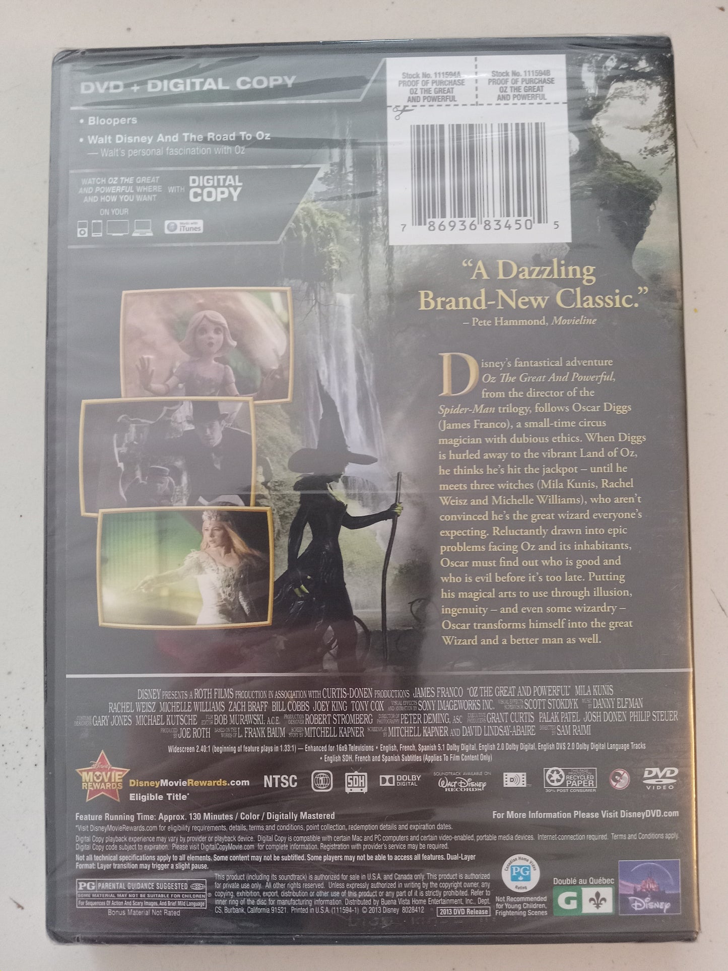 Oz The Great And Powerful, DVD Movie, Rachel Weisz Widescreen, Rated PG, NEW/USED