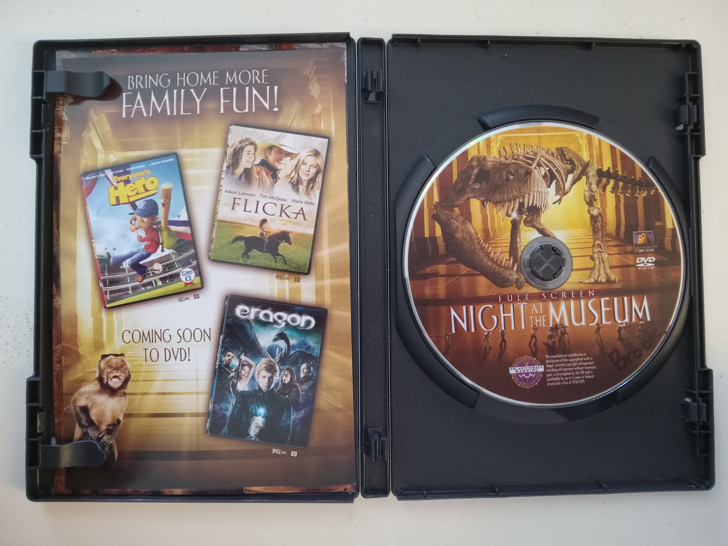 Night At The Museum, DVD Movie, Ben Stiller Fullscreen/Widescreen, Rated PG, USED