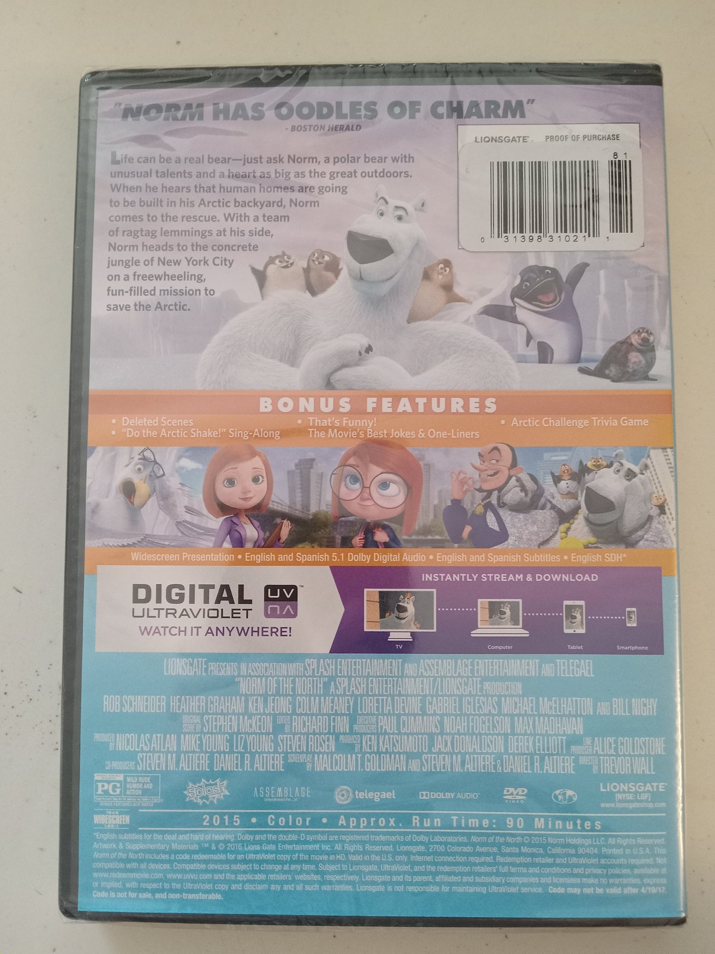 Norm Of The North, Lionsgate Animation DVD Movie, Heather Graham Widescreen, Rated PG, USED
