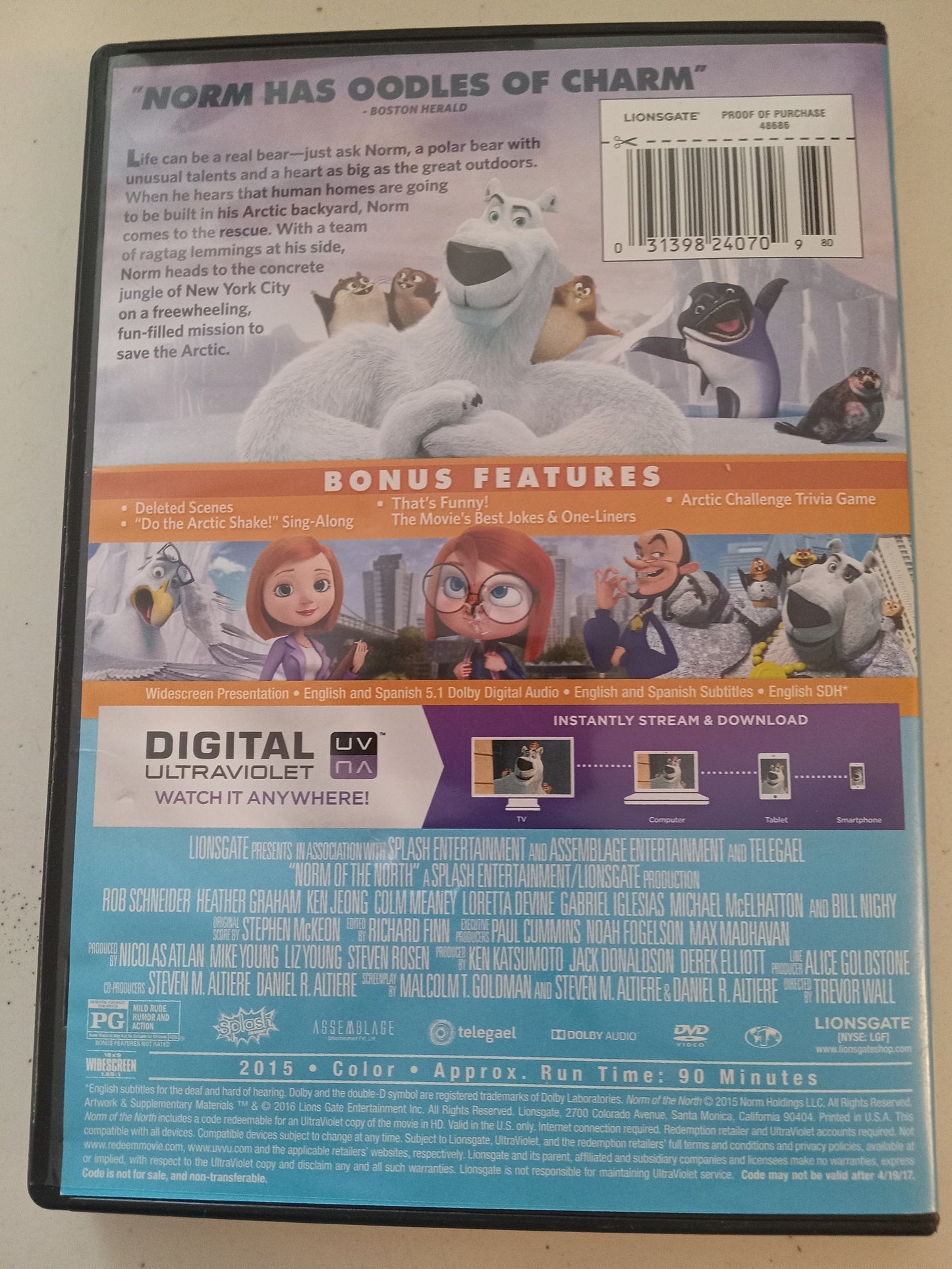 Norm Of The North, Lionsgate Animation DVD Movie, Heather Graham Widescreen, Rated PG, USED