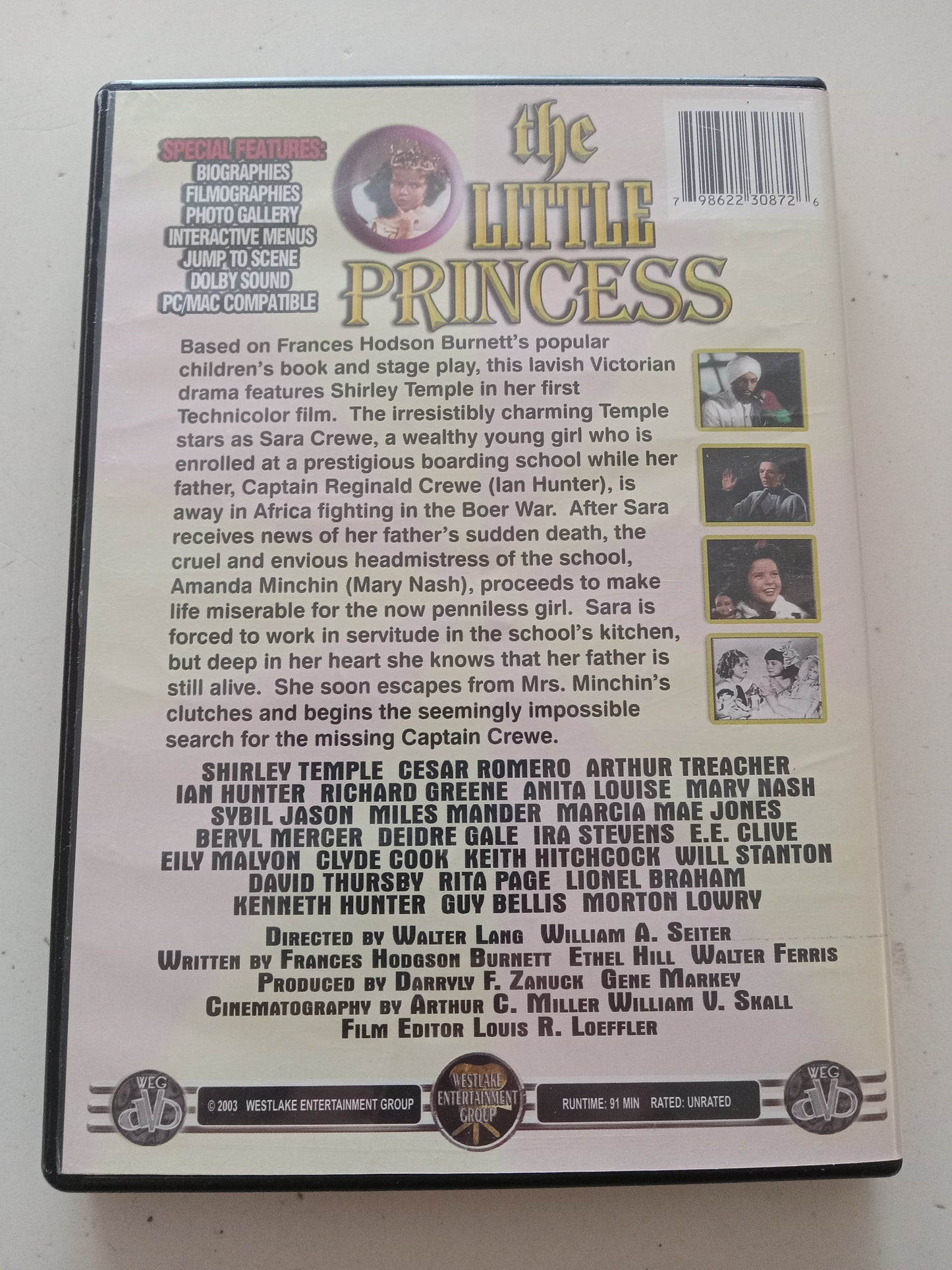 Shirley Temple The Little Princess, DVD Movie, Fullscreen, Not-Rated, USED