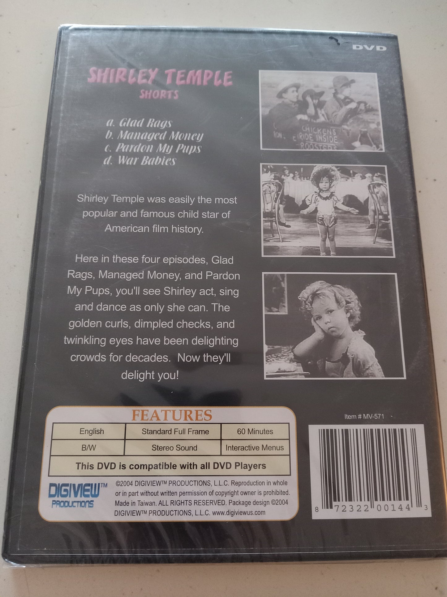 Shirley Temple Shorts, 4 DVD Short Movies, Fullscreen, Not Rated, NEW