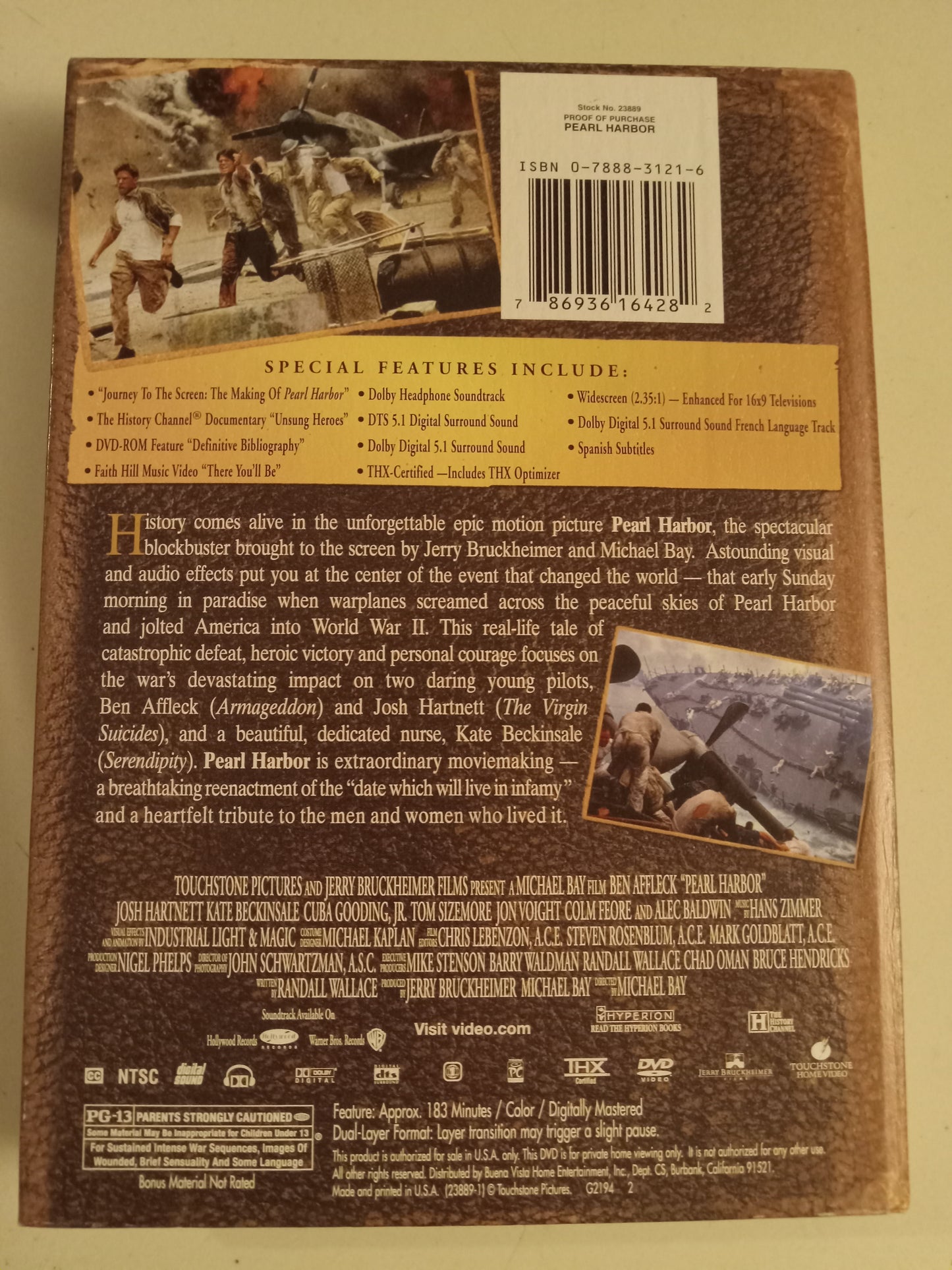 Pearl Harbor, 2 Disc DVD Movie, Ben Affleck Widescreen, 60th Anniversary Commemorative Ed. Rated PG-13, USED