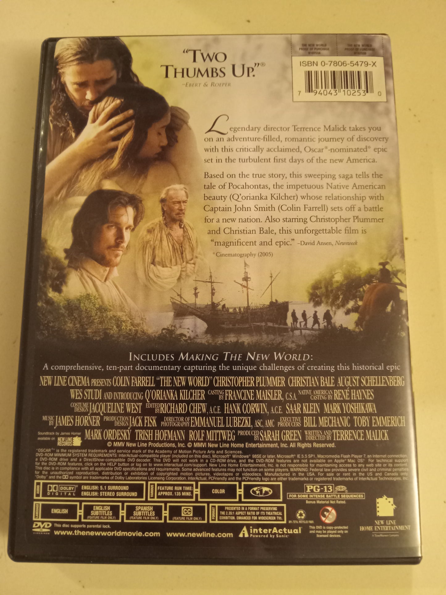 The New World, DVD Movie, Colin Ferrell Widescreen, Rated PG-13, USED