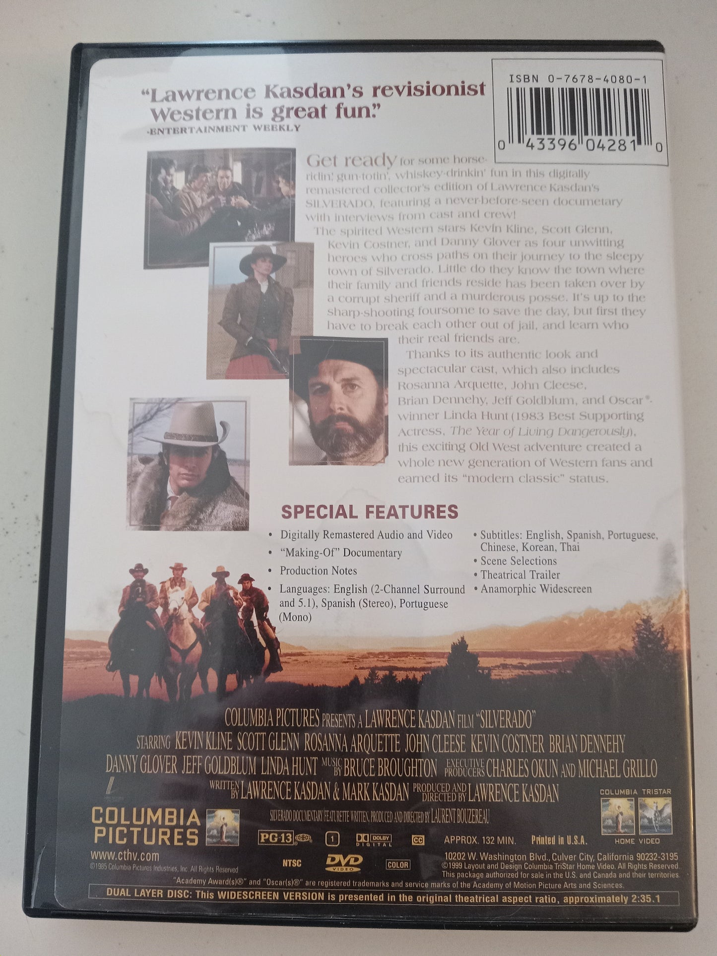 Silverado, DVD Movie, Kevin Kline Widescreen, Rated PG-13, USED