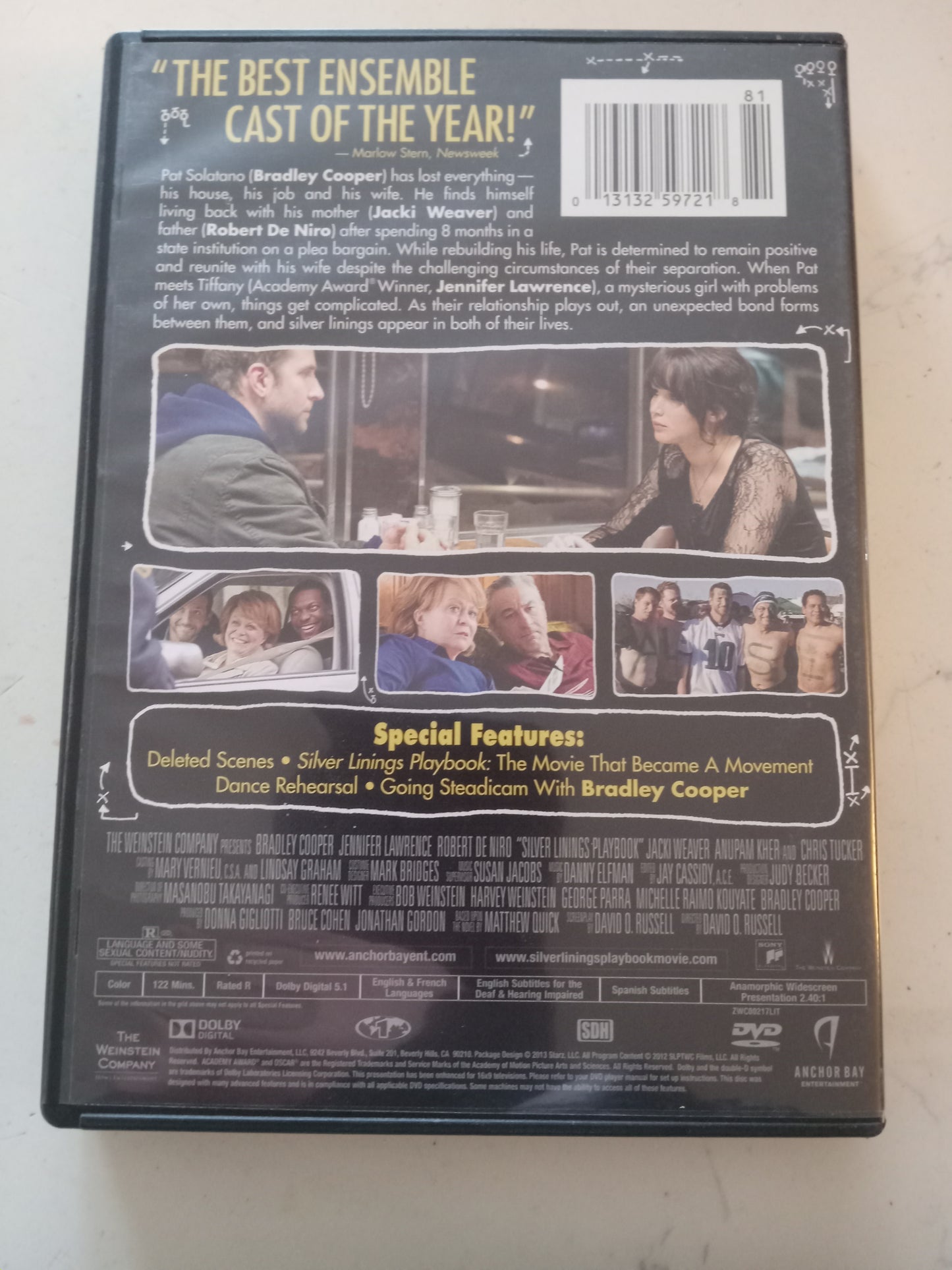Silver Linings Playbook, DVD Movie, Bradley Cooper Widescreen, Rated R, USED
