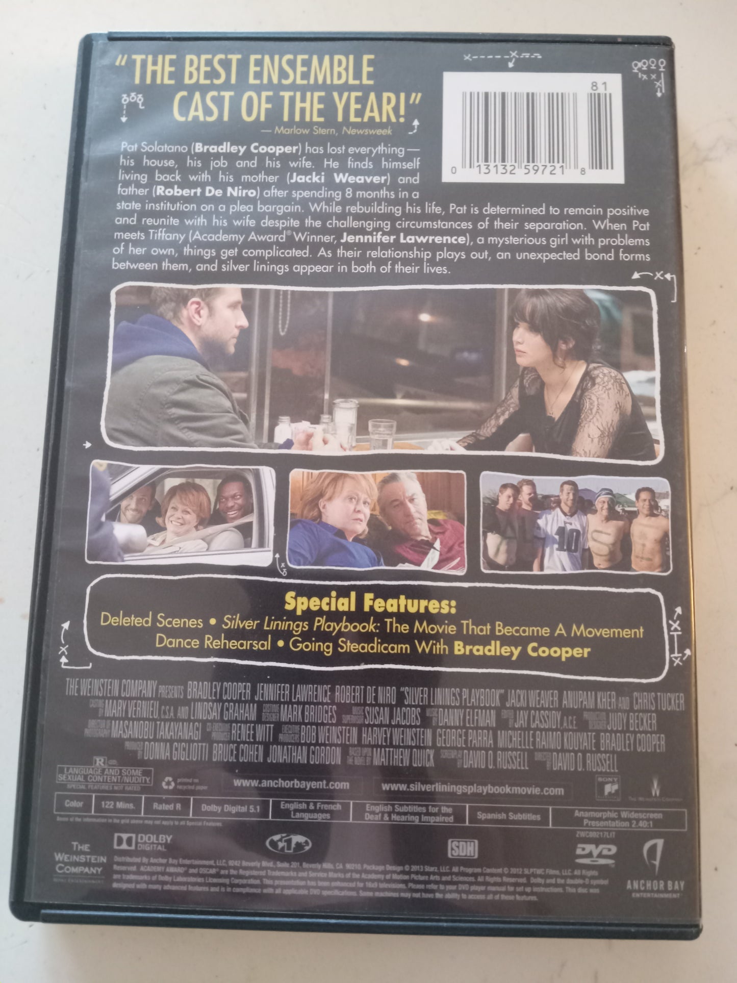 Silver Linings Playbook, DVD Movie, Bradley Cooper Widescreen, Rated R, USED