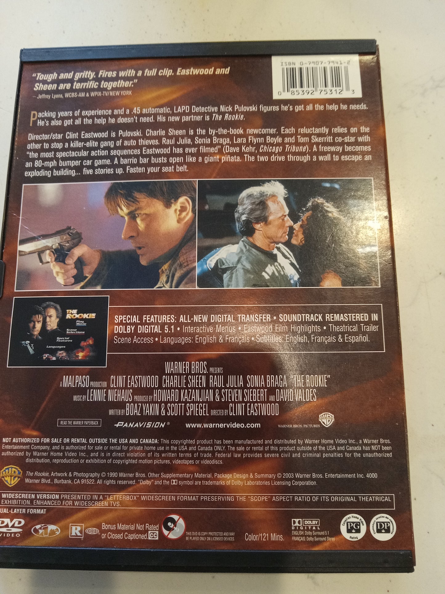 The Rookie, DVD Movie, Clint Eastwood Widescreen, Rated R, USED