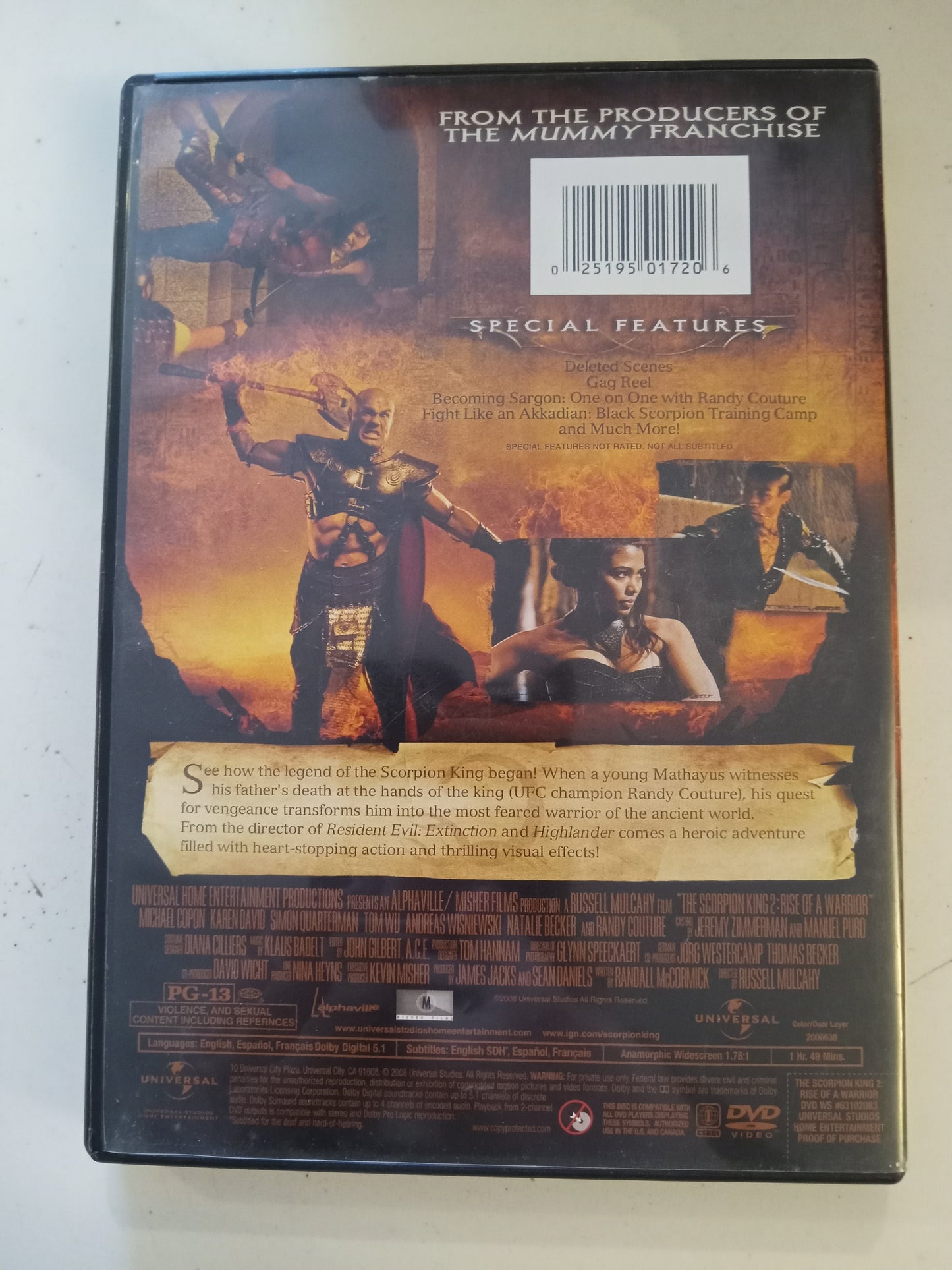 The Scorpion King 2 Rise Of A Warrior, DVD Movie, Randy Couture Widescreen, Rated PG-13, USED