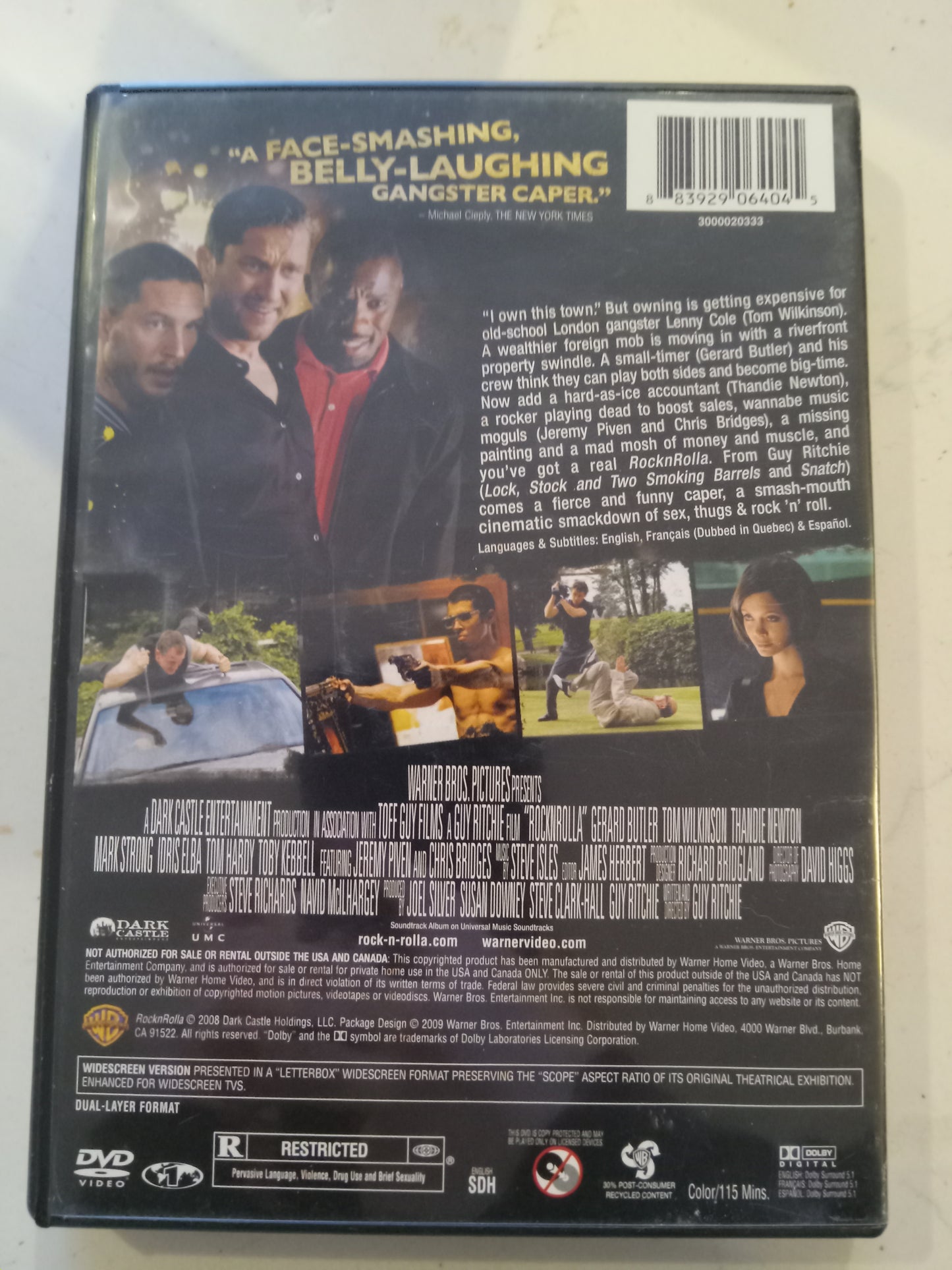 Rock N Rolla, DVD Movie, Gerard Butler Widescreen, Rated R, USED