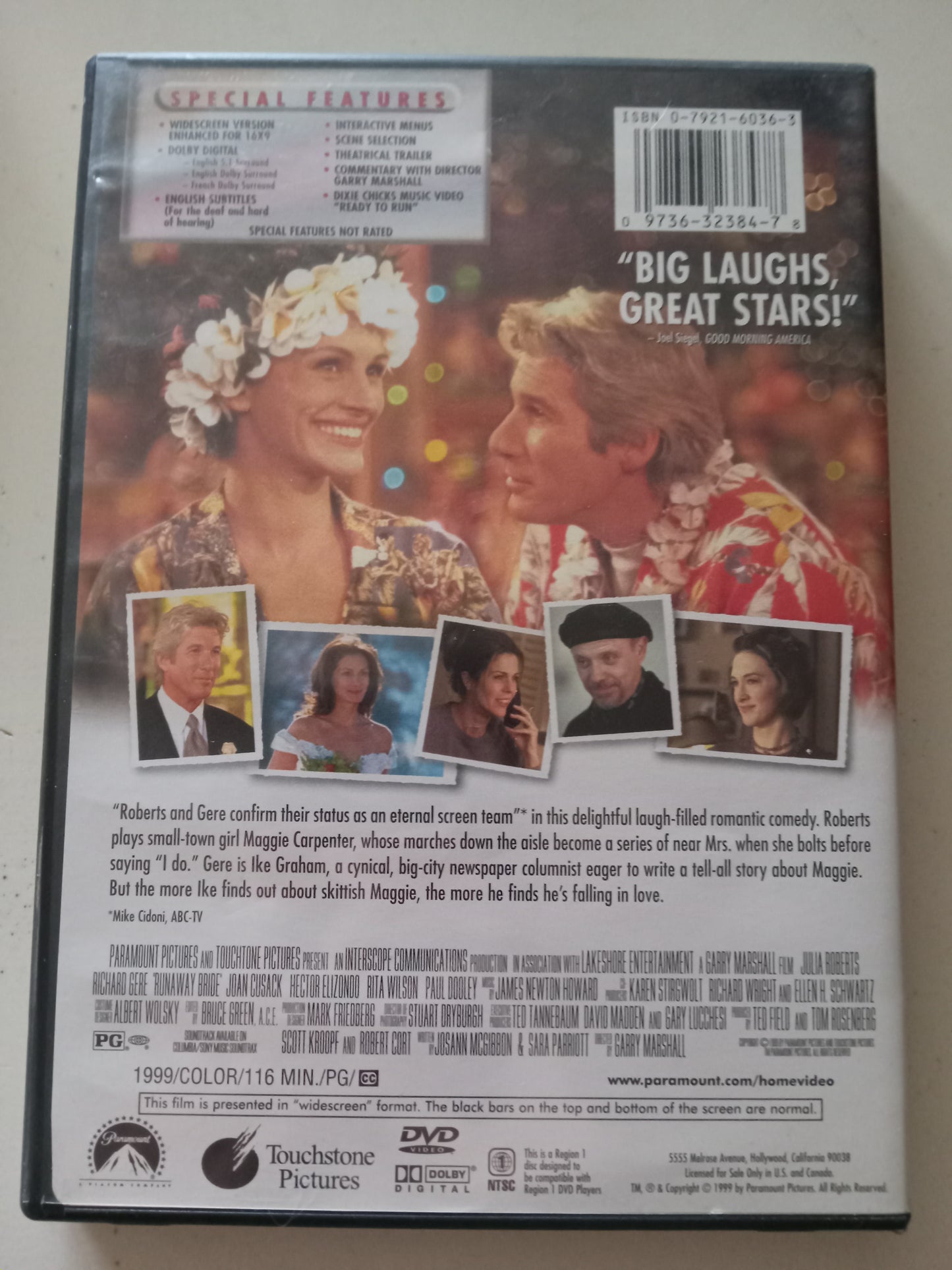 Runaway Bride, DVD Movie, Julia Roberts Widescreen, Rated PG, USED