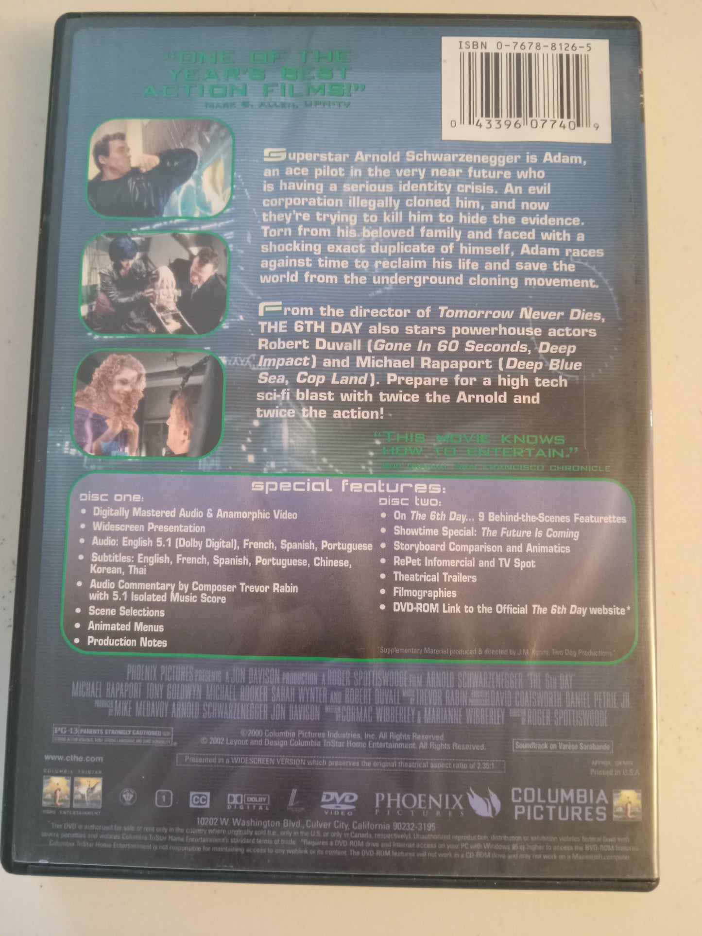 The 6th Day, 2 Disc Special Edition, DVD Movie, Arnold Schwarzenegger Widescreen, Rated PG-13, USED