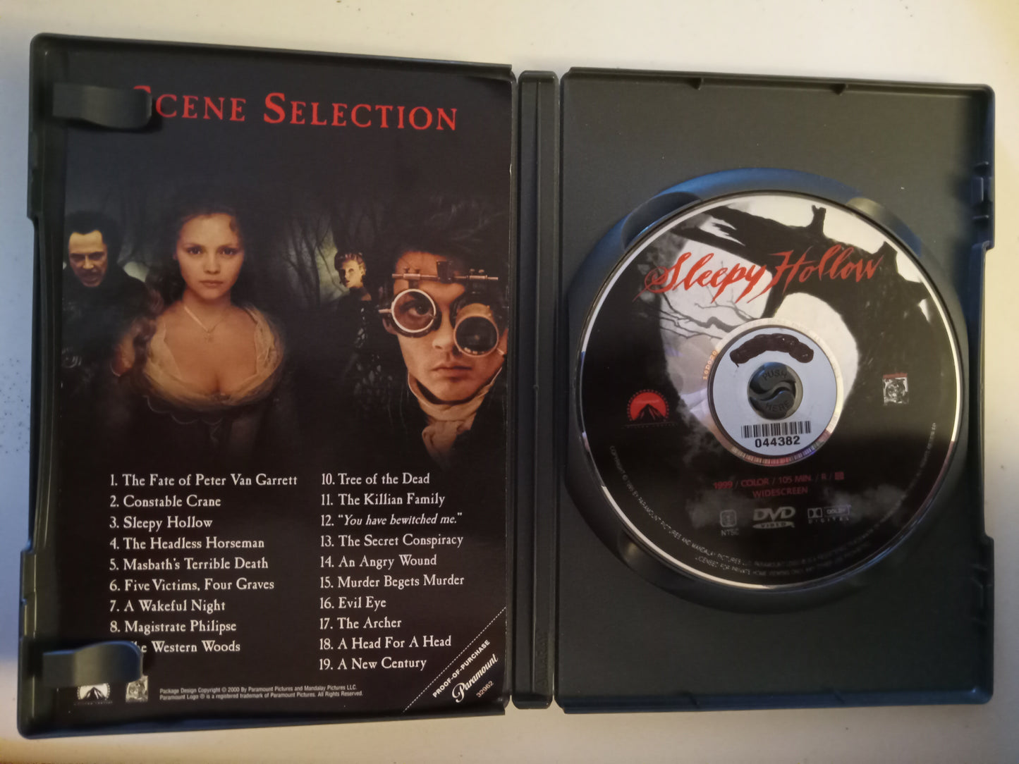 Sleepy Hollow, DVD Movie, Johnny Depp Widescreen, Rated R, USED