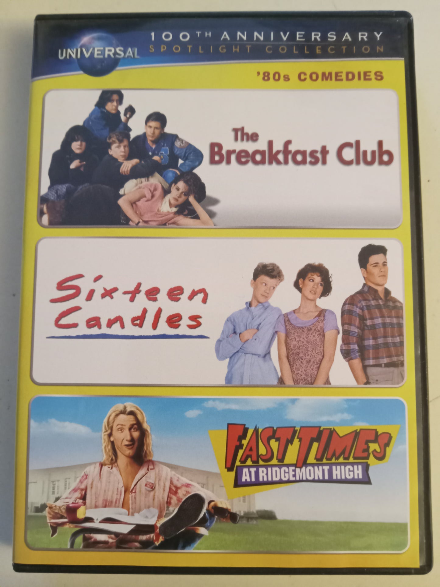 The Breakfast Club, Sixteen Candles, Fast Times At Ridgemont High, 3 DVD Movies, Widescreen, Rated PG/R, USED