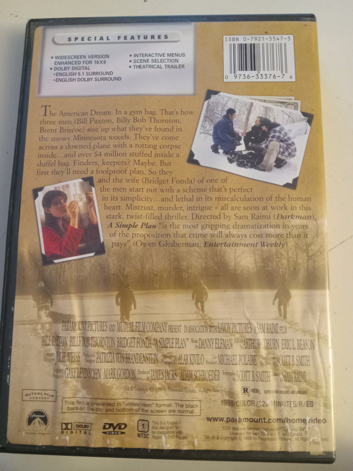 A Simple Plan, DVD Movie, Bill Paxton Widescreen, Rated R, USED
