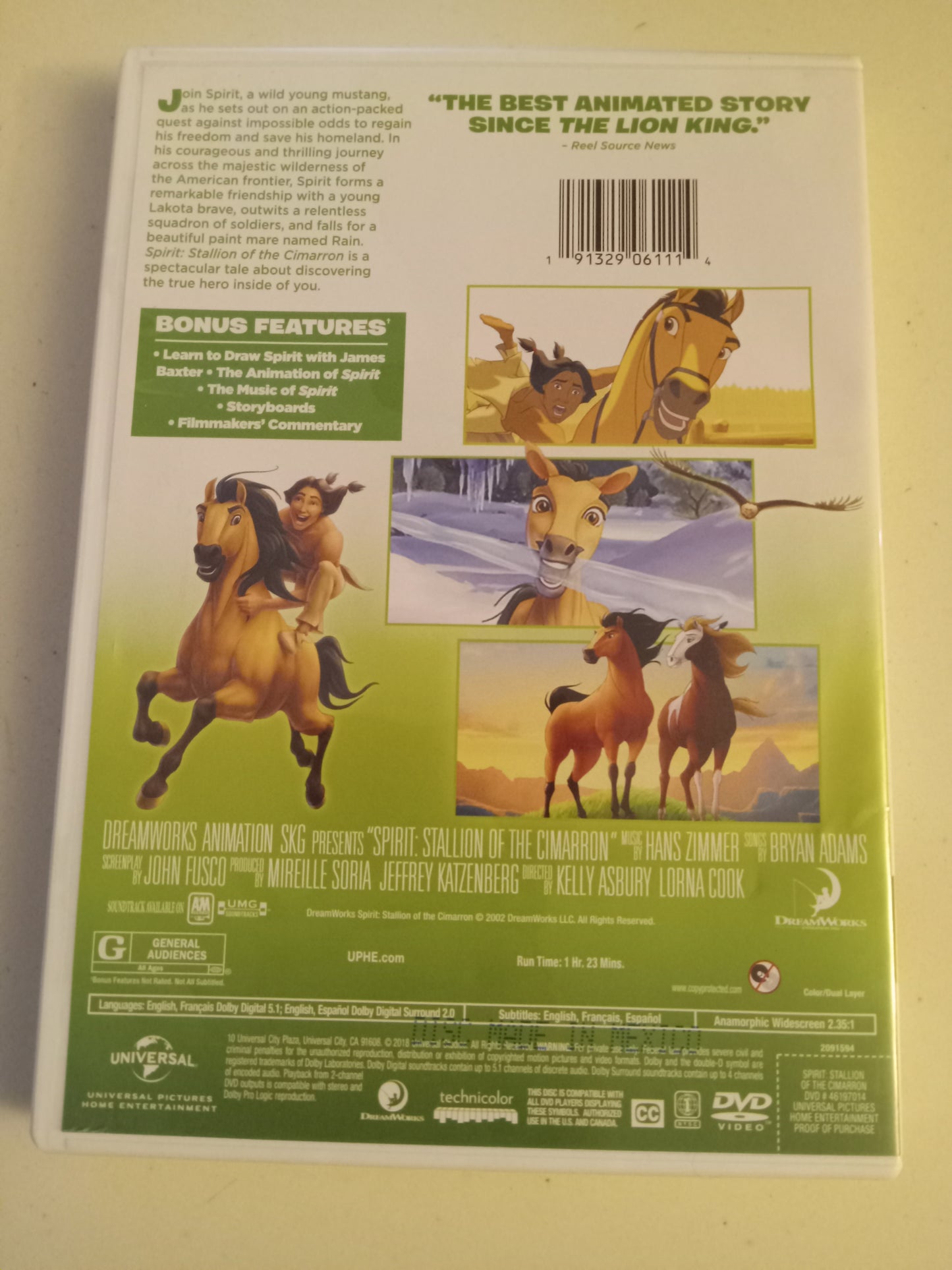 Spirit, Stallion Of The Cimarron, DreamWorks Animation DVD Movie, Fullscreen/Widescreen, Rated G, USED