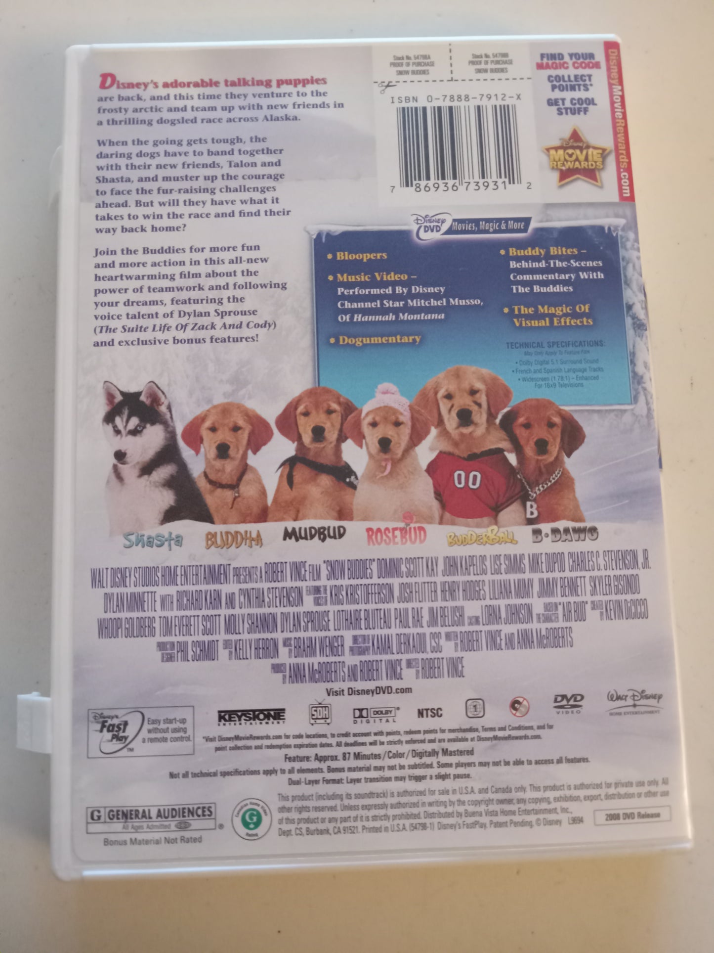 Snow Buddies, Disney DVD Movie, Dominic Scott Kay Widescreen, Rated G, USED