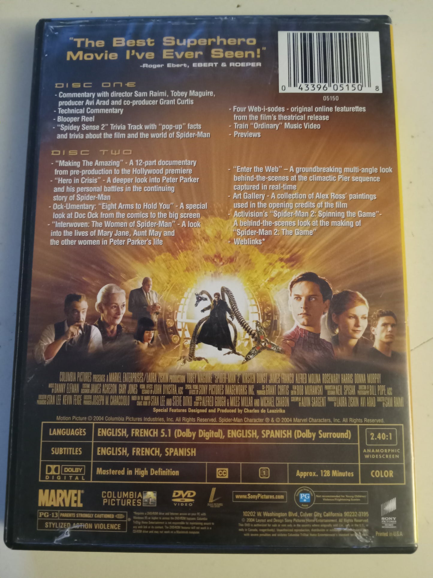 Spider-Man 2, DVD Movie, Tobey Maguire Widescreen, Rated PG-13, USED