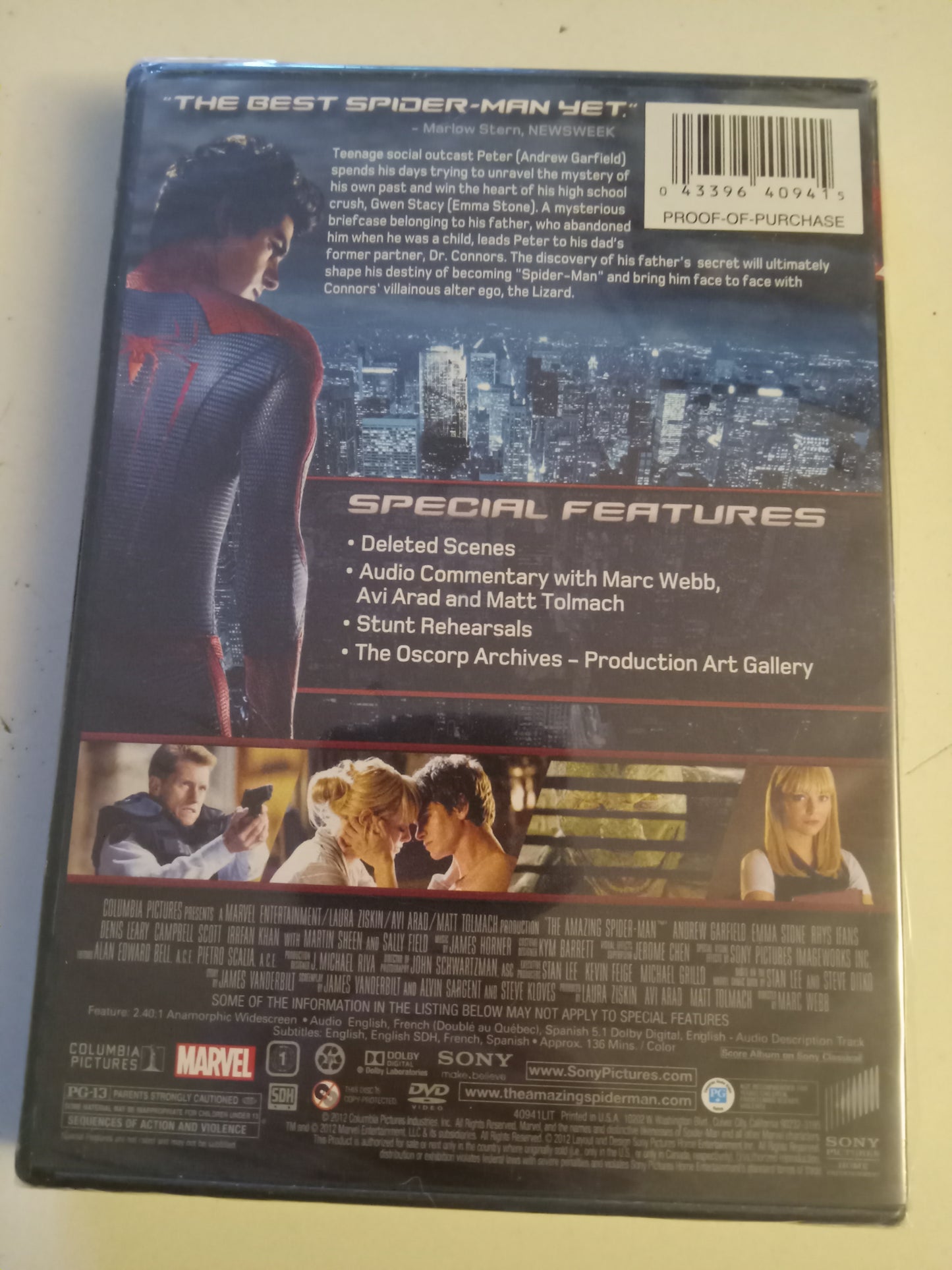 The Amazing Spider-Man, DVD Movie, Andrew Garfield Widescreen, Rated PG-13, NEW