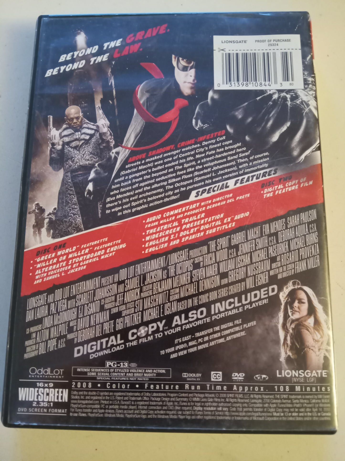 The Spirit, DVD Movie, Eva Mendes Widescreen, Rated PG-13, USED