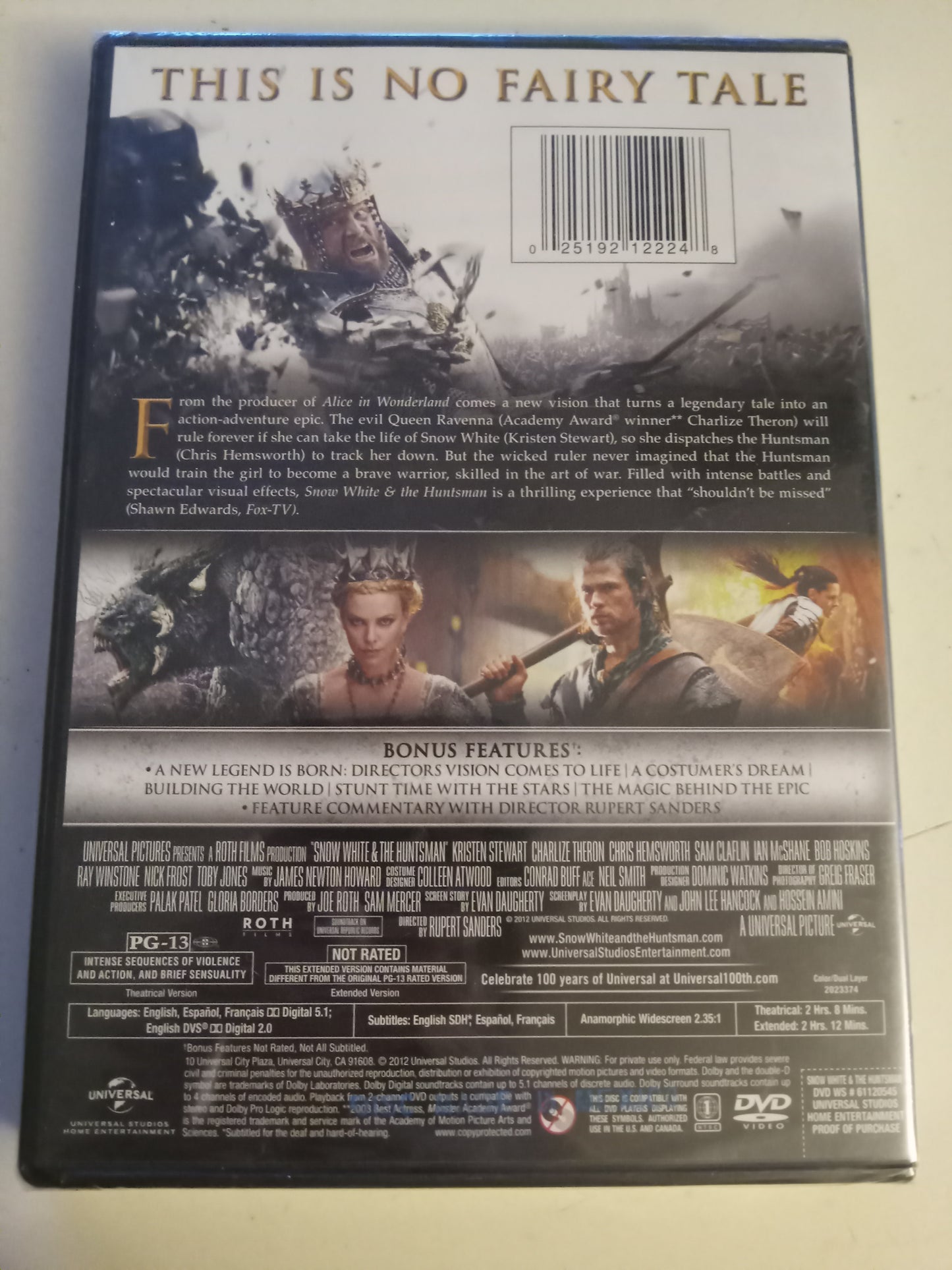 Snow White And The Huntsman, DVD Movie, Extended Ed. Chris Hemsworth Widescreen, Rated PG-13, NEW