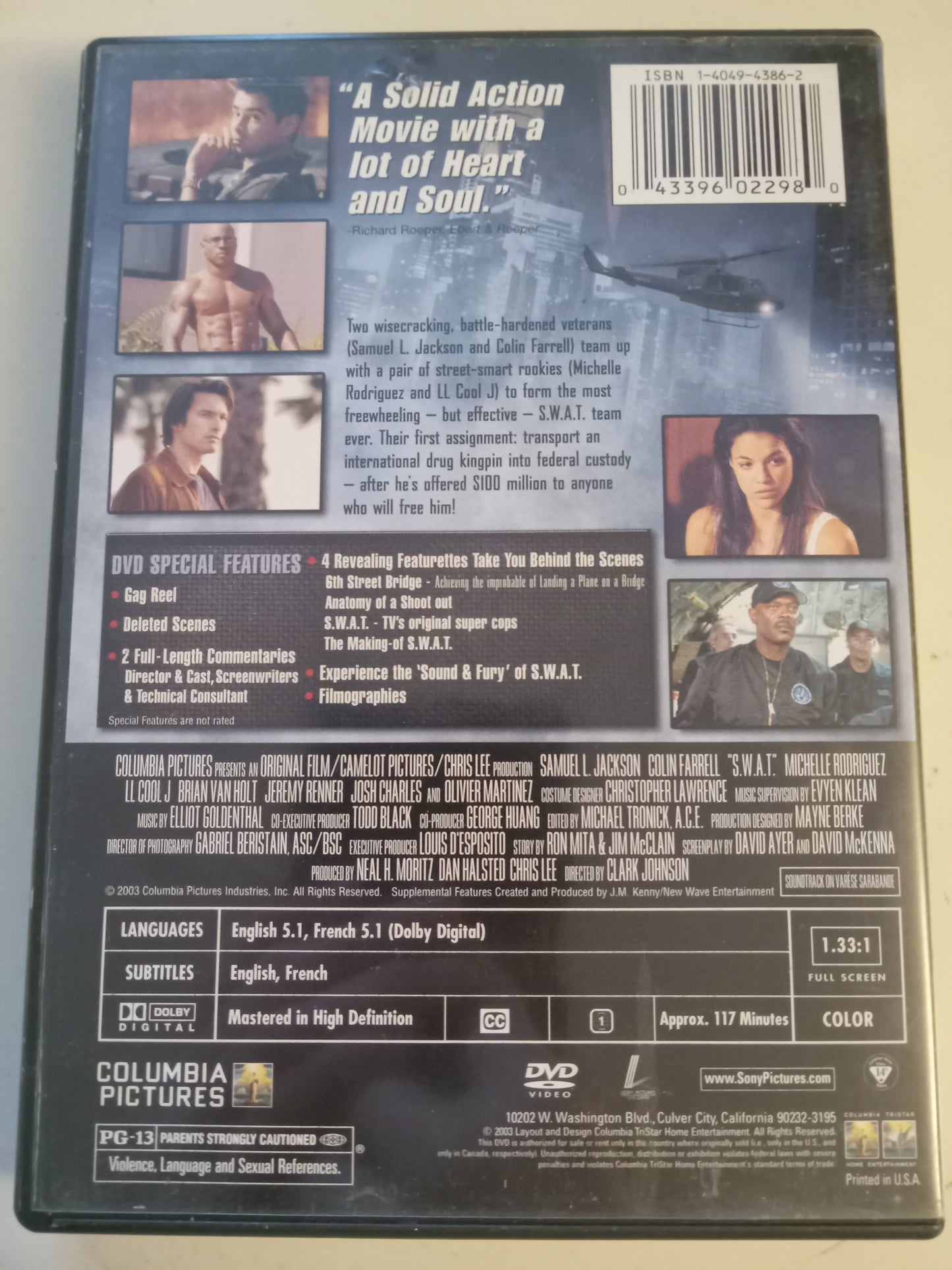 S.W.A.T, DVD Movie, Samuel Jackson Widescreen/Fullscreen, Special Ed. Rated PG-13, USED