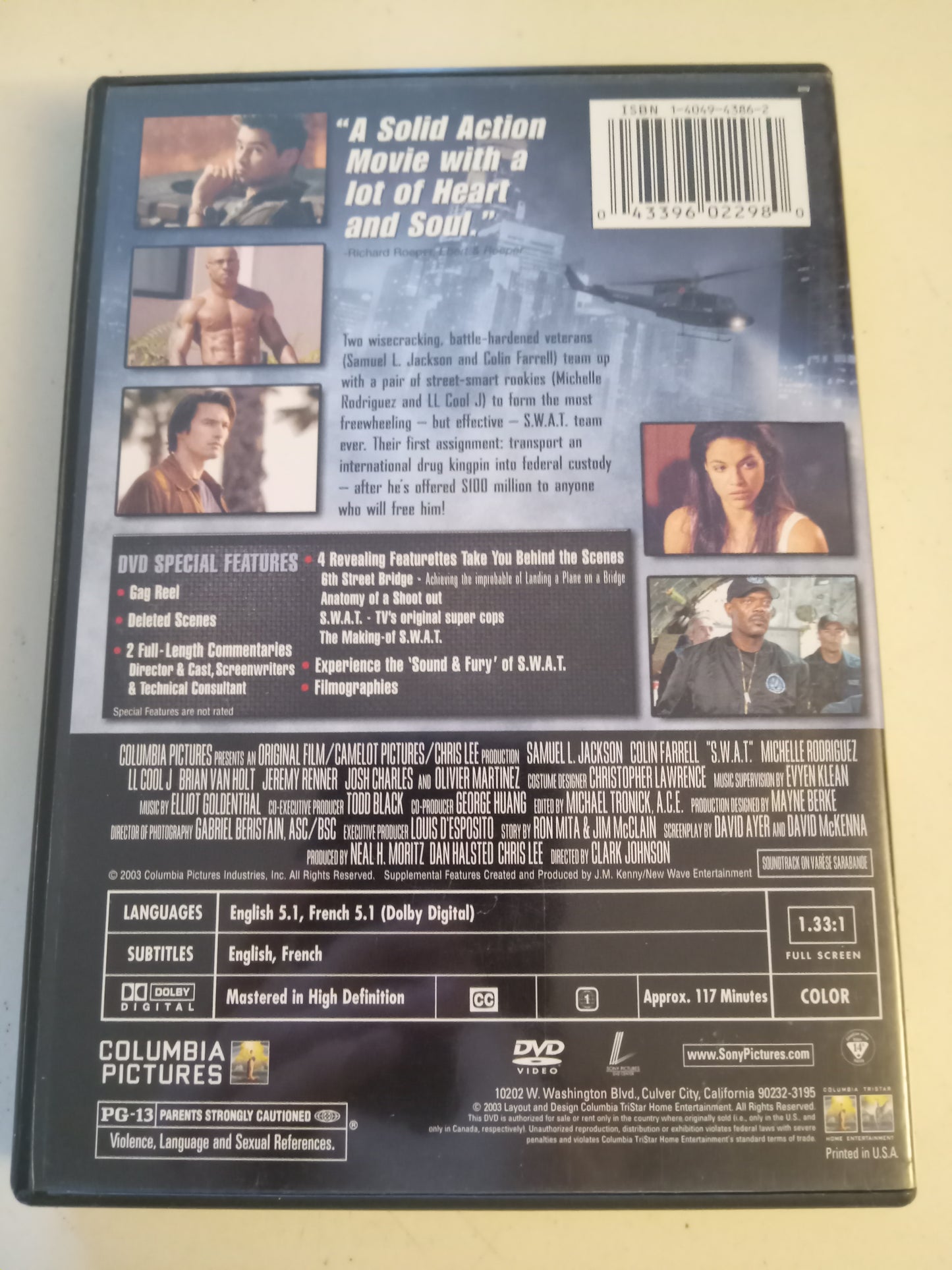 S.W.A.T, DVD Movie, Samuel Jackson Widescreen/Fullscreen, Special Ed. Rated PG-13, USED