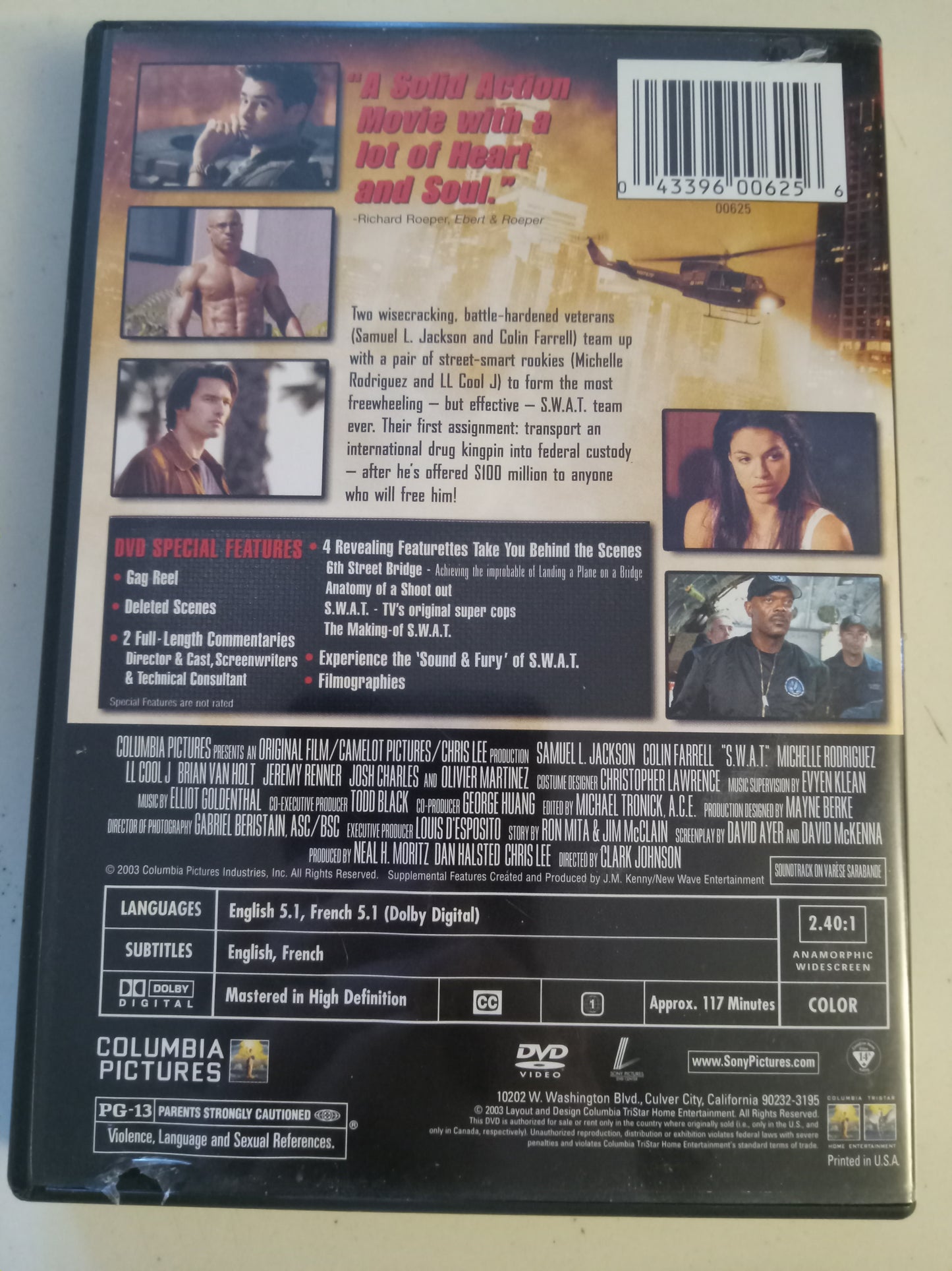 S.W.A.T, DVD Movie, Samuel Jackson Widescreen/Fullscreen, Special Ed. Rated PG-13, USED