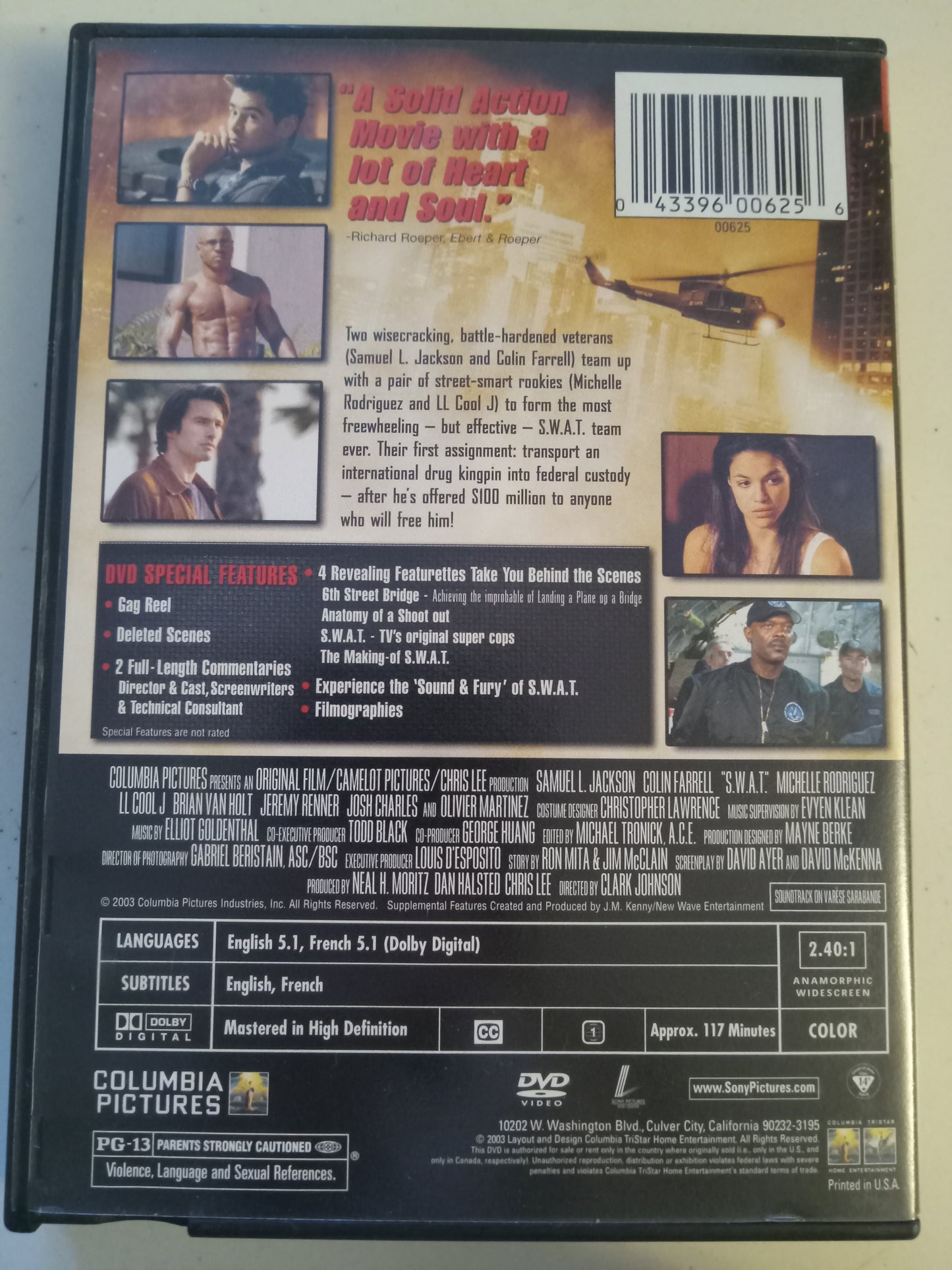 S.W.A.T, DVD Movie, Samuel Jackson Widescreen/Fullscreen, Special Ed. Rated PG-13, USED