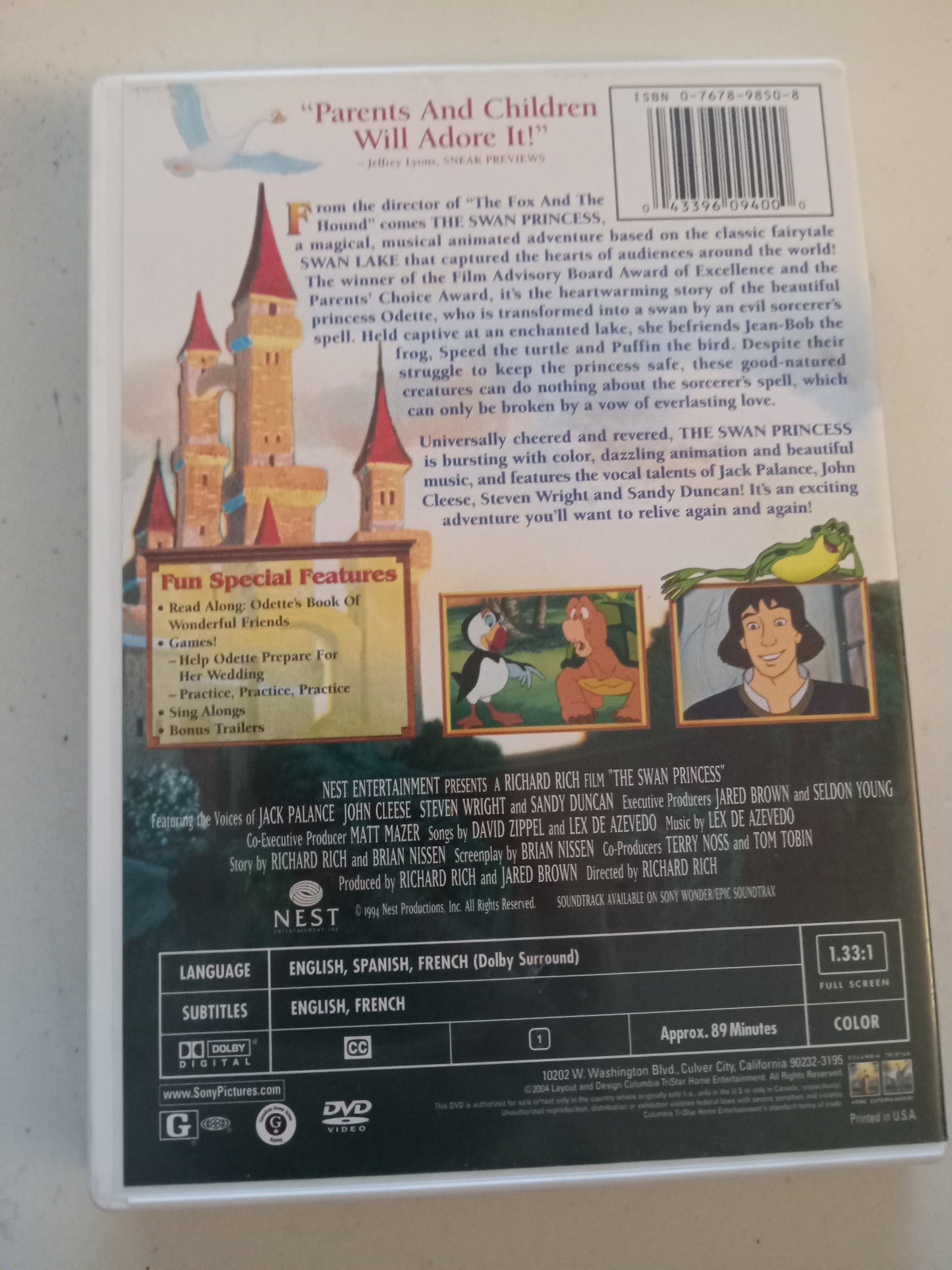 The Swan Princess, Nest Animation Special Edition, DVD Movie, Fullscreen, Rated G, USED
