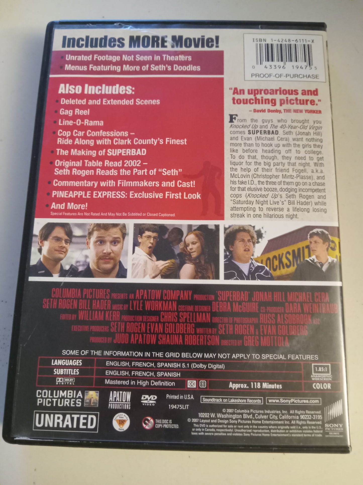 SuperBad, DVD Movie, Jonah Hill Widescreen, Not Rated, USED