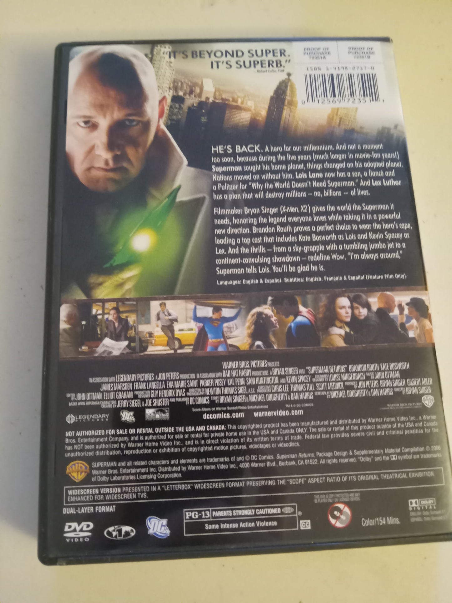 Superman Returns, DVD Movie, Brandon Routh Widescreen, Rated PG-13, USED