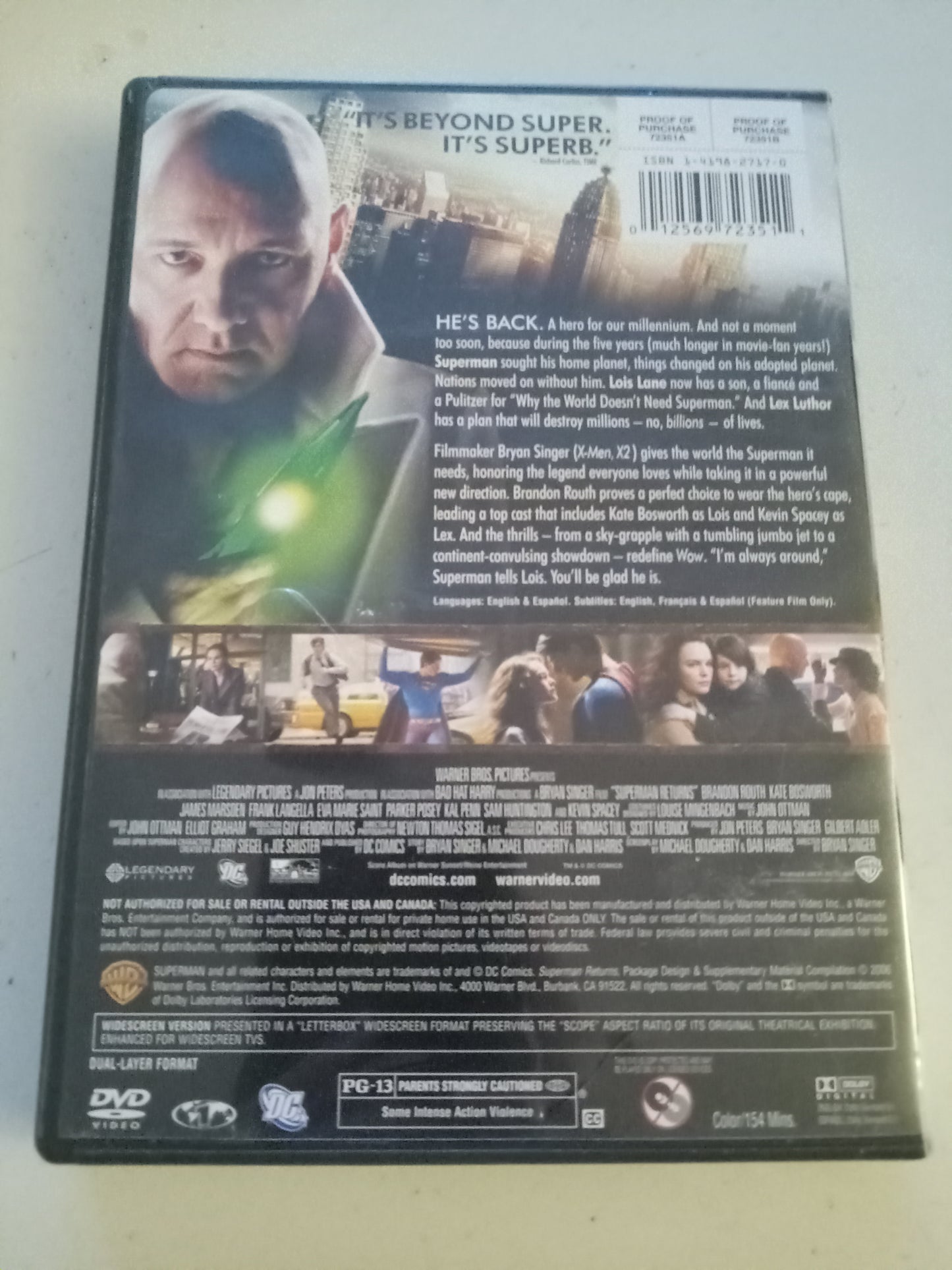 Superman Returns, DVD Movie, Brandon Routh Widescreen, Rated PG-13, USED