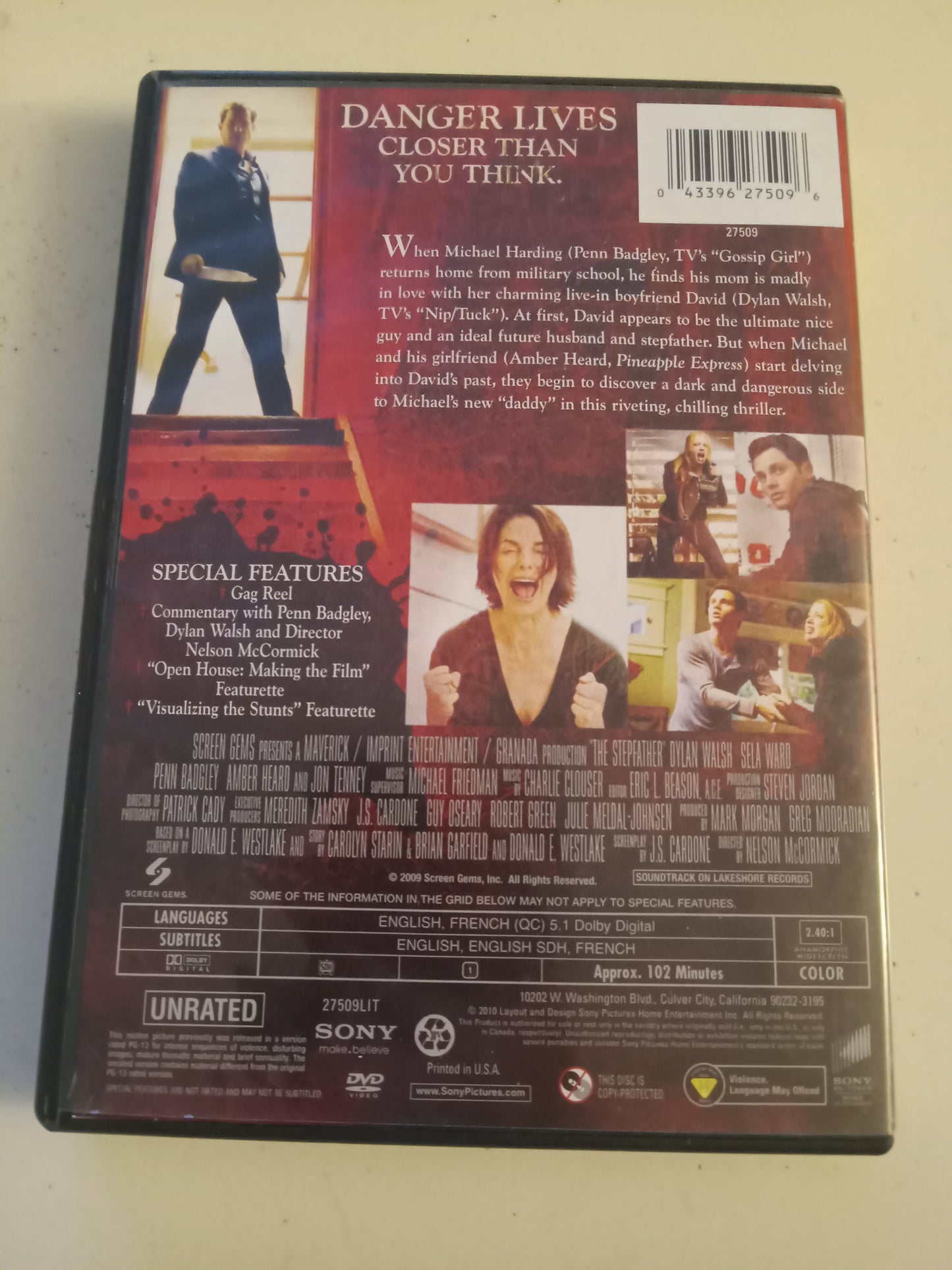 The Stepfather, DVD Movie, Dylan Walsh Widescreen, Not Rated, USED