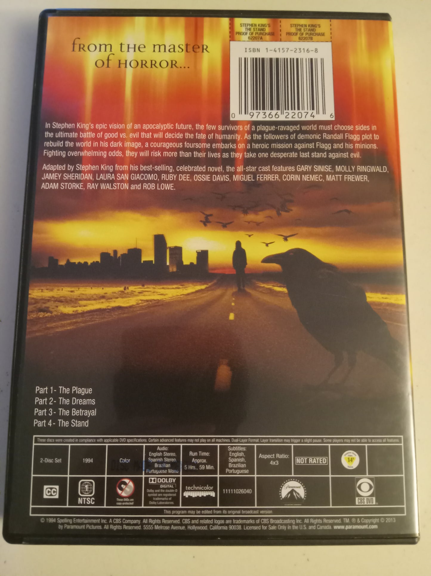 The Stand, DVD Movie, Stephen King Fullscreen, Special Ed. Not Rated, USED