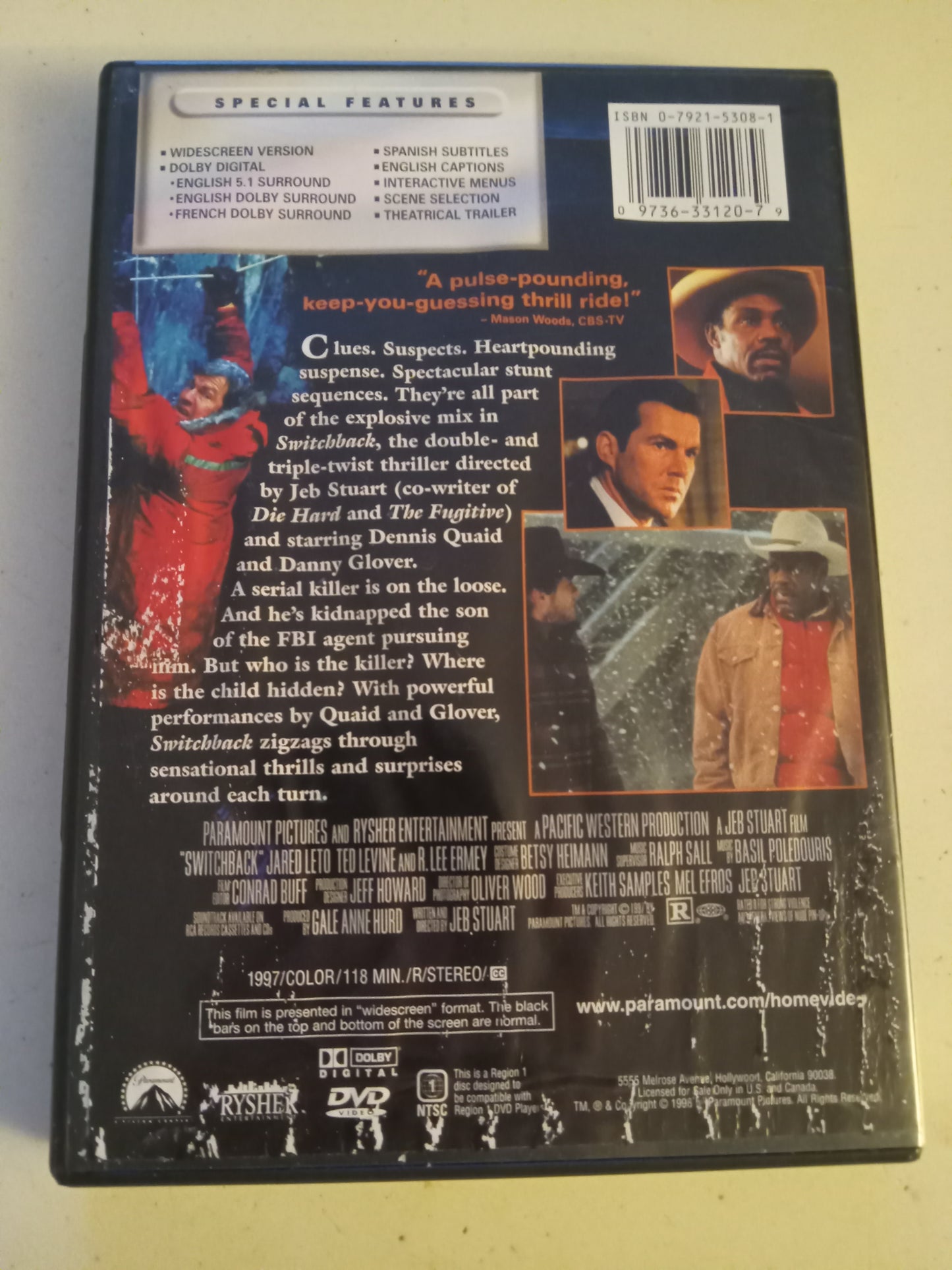 Switch Back, DVD Movie, Dennis Quaid Widescreen, Rated R, USED