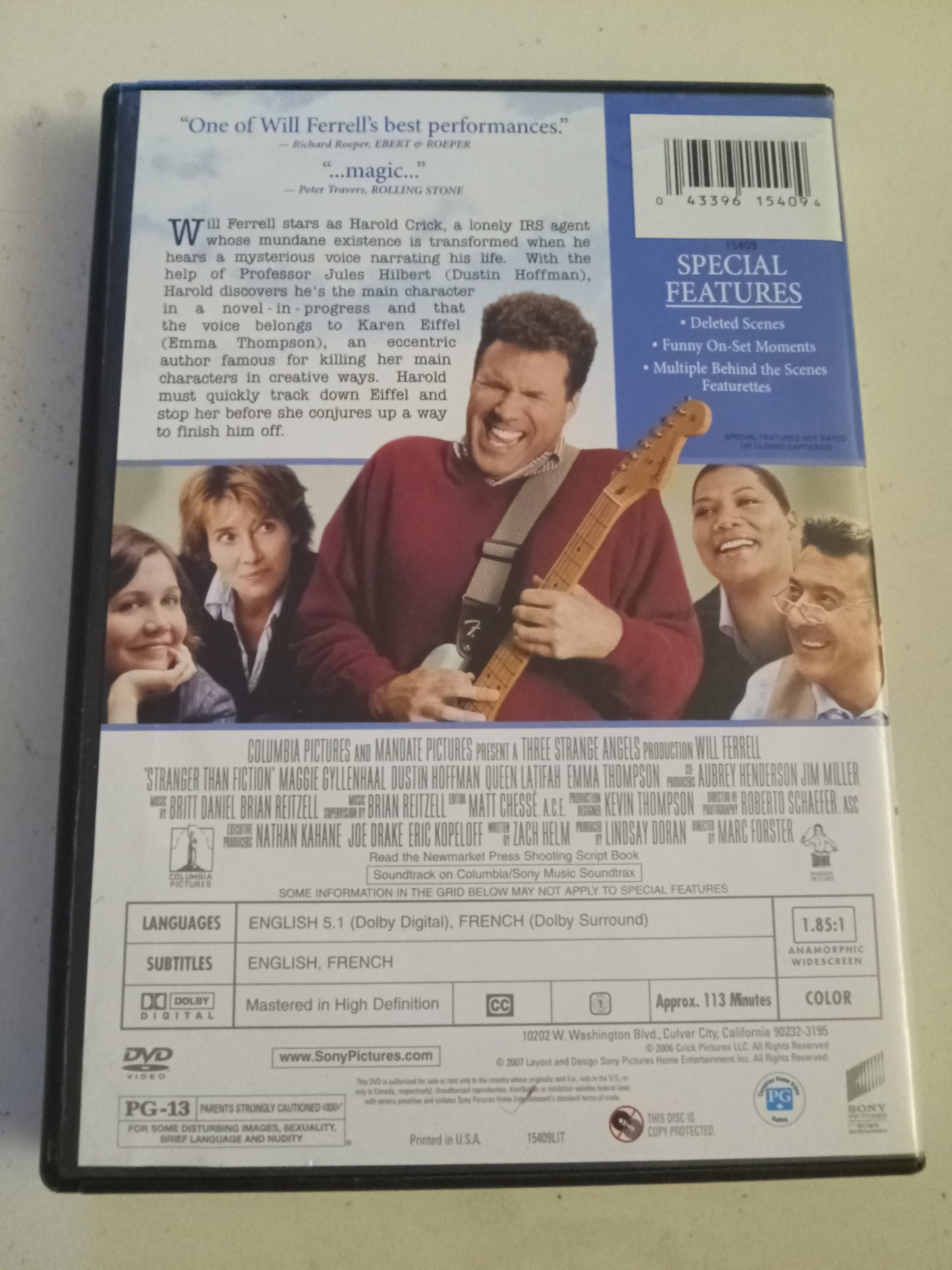 Stranger Than Fiction, DVD Movie, Will Ferrell Widescreen, Rated PG-13, USED