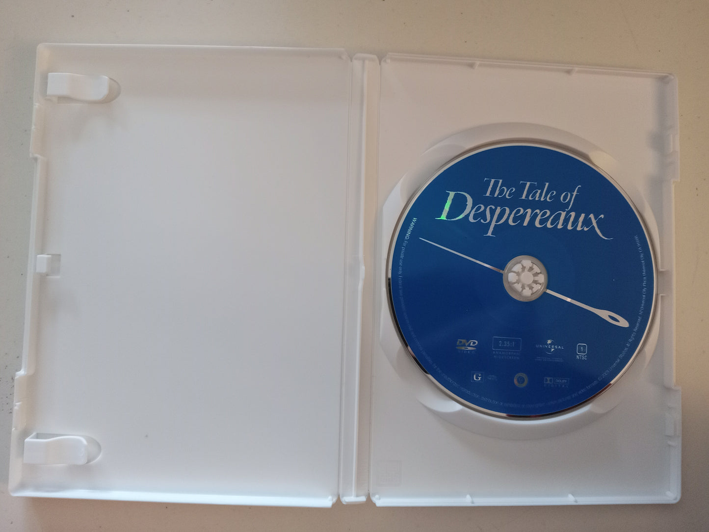 The Tale Of Despereaux, Universal Animation DVD Movie, Widescreen, Rated G, USED