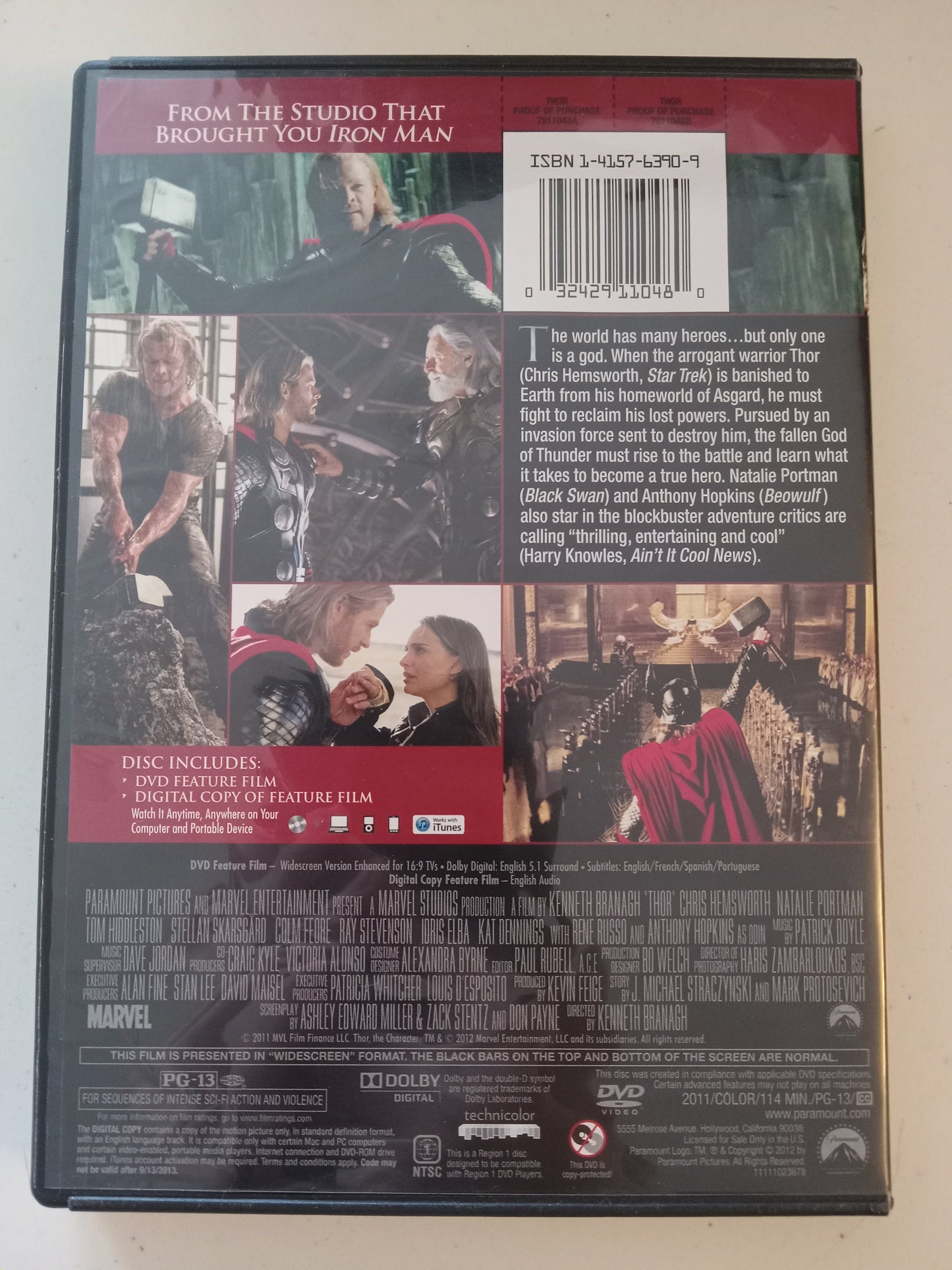 Thor, DVD Movie, Chris Hemsworth Widescreen, Rated PG-13, USED