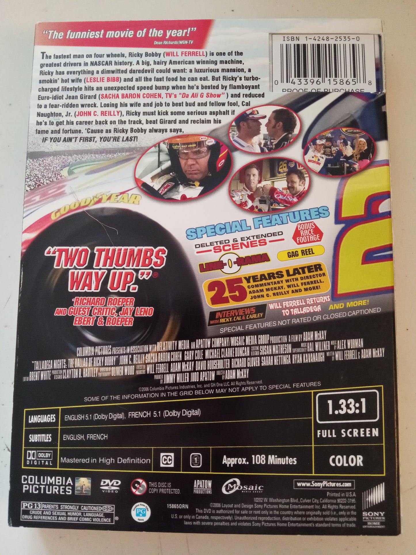 Talladega Nights The Ballad Of Ricky Bobby, DVD Movie, Will Ferrell Fullscreen, Rated PG-13, USED
