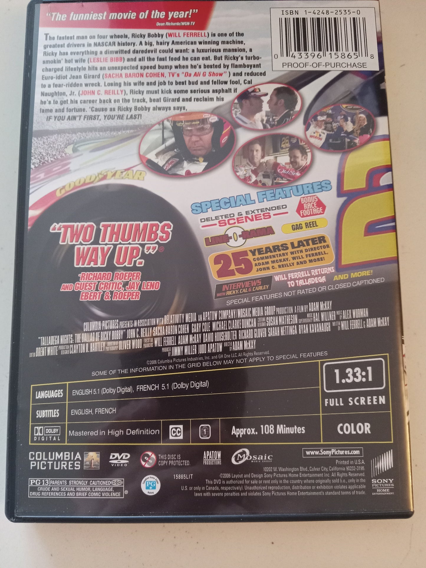 Talladega Nights The Ballad Of Ricky Bobby, DVD Movie, Will Ferrell Fullscreen, Rated PG-13, USED