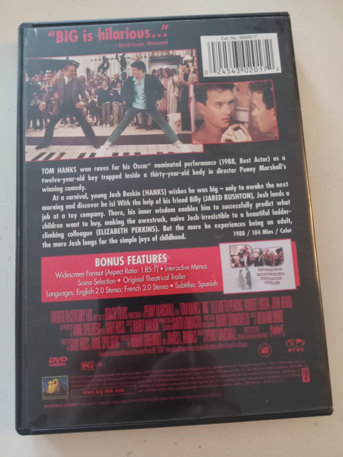 Big, DVD Movie, Tom Hanks Widescreen, Rated PG, USED