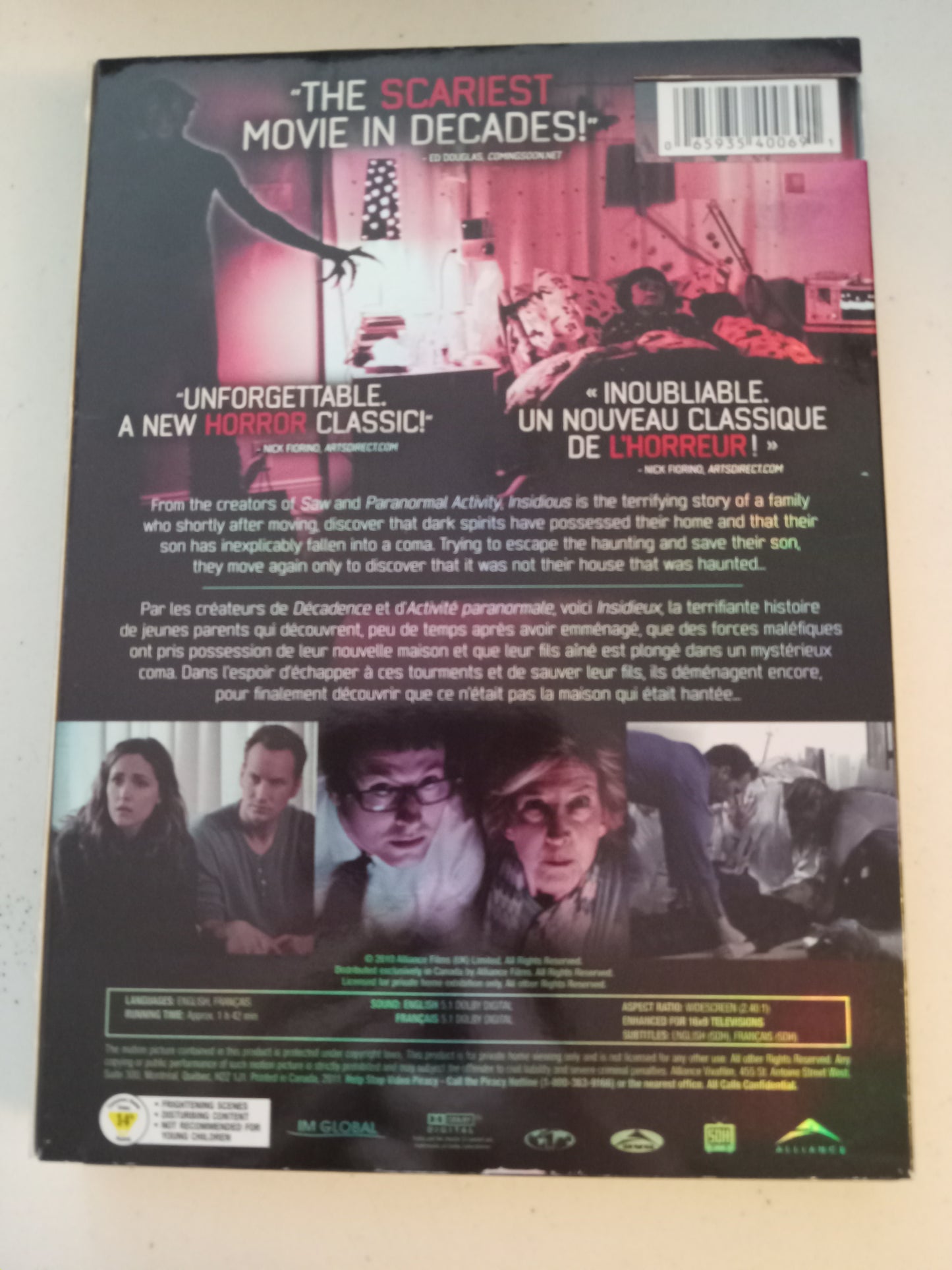 Insidious, DVD Movie, Patrick Wilson Widescreen, Rated PG-13, USED