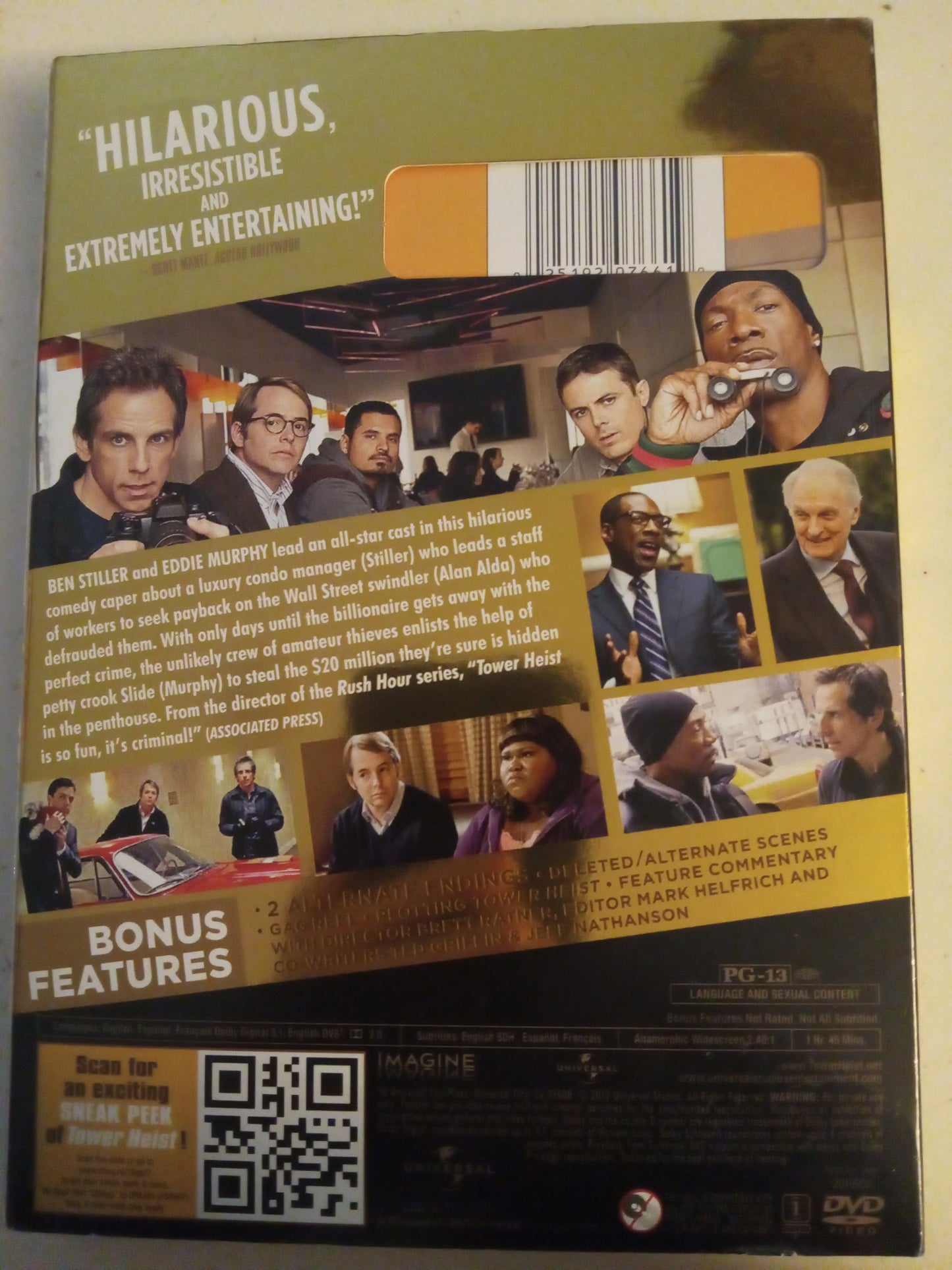 Tower Heist, DVD Movie, Special Ed. Ben Stiller Widescreen, Rated PG-13, USED