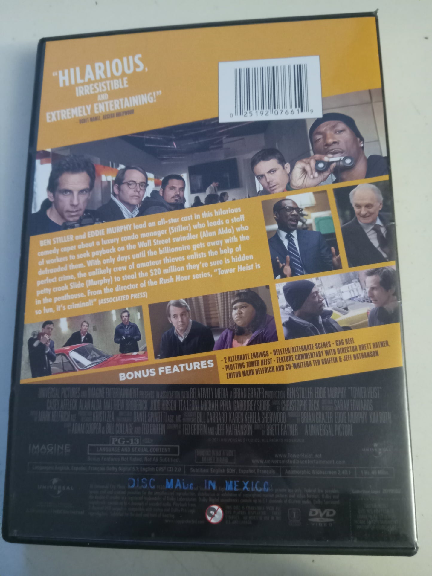 Tower Heist, DVD Movie, Special Ed. Ben Stiller Widescreen, Rated PG-13, USED