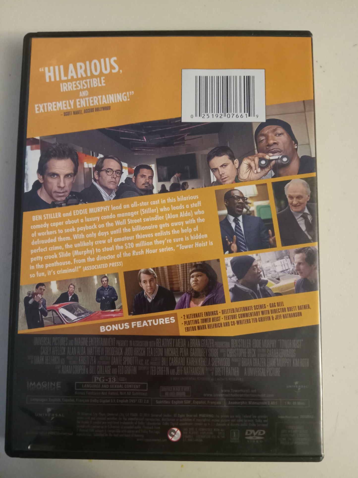 Tower Heist, DVD Movie, Special Ed. Ben Stiller Widescreen, Rated PG-13, USED