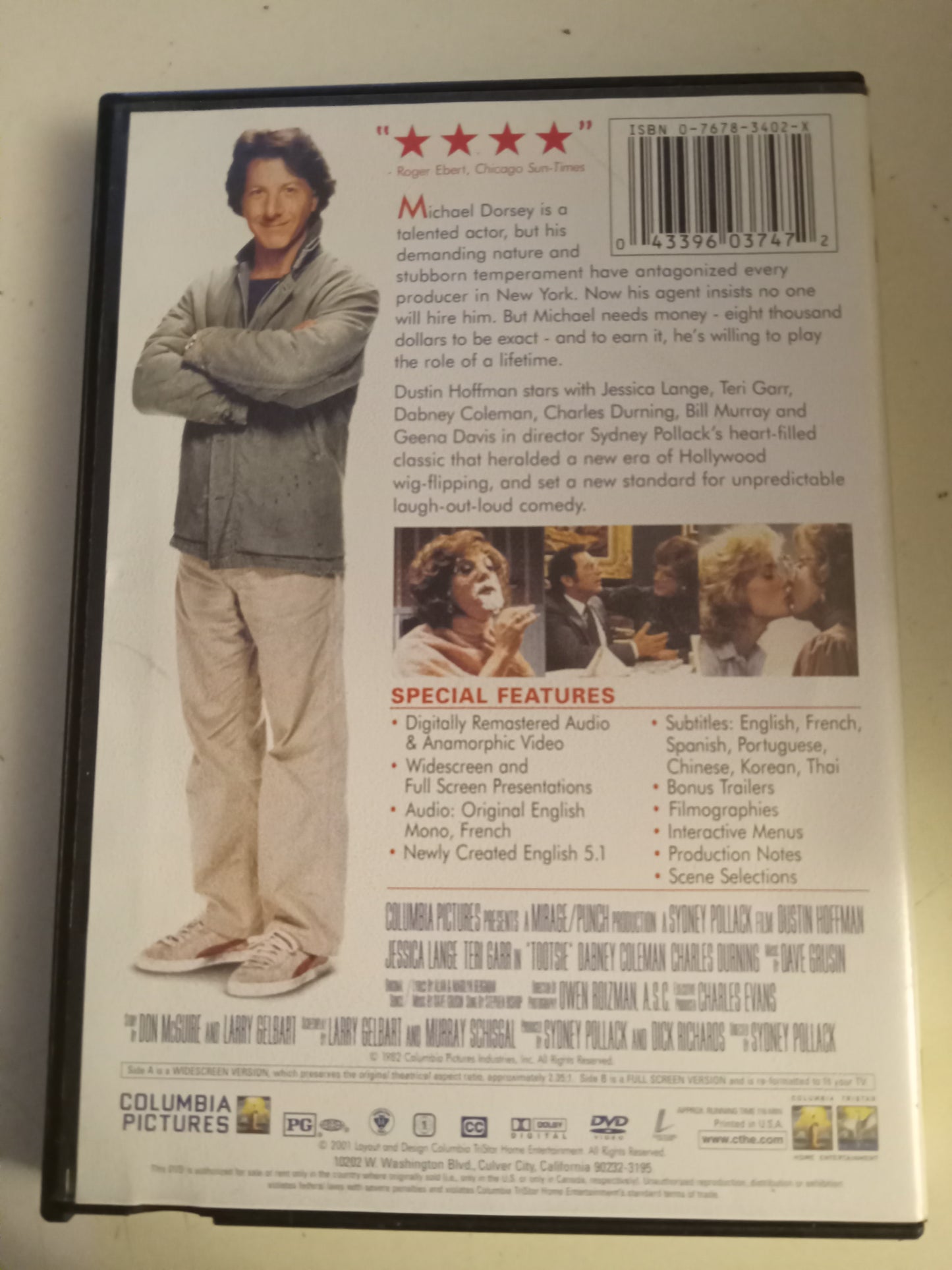 Tootsie, DVD Movie, Dustin Hoffman Fullscreen, Widescreen, Rated PG, USED