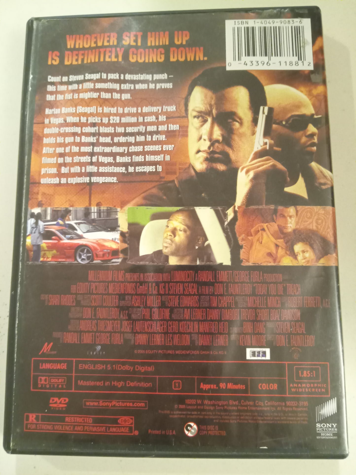 Today You Die, DVD Movie, Steven Seagal Widescreen, Rated R, USED